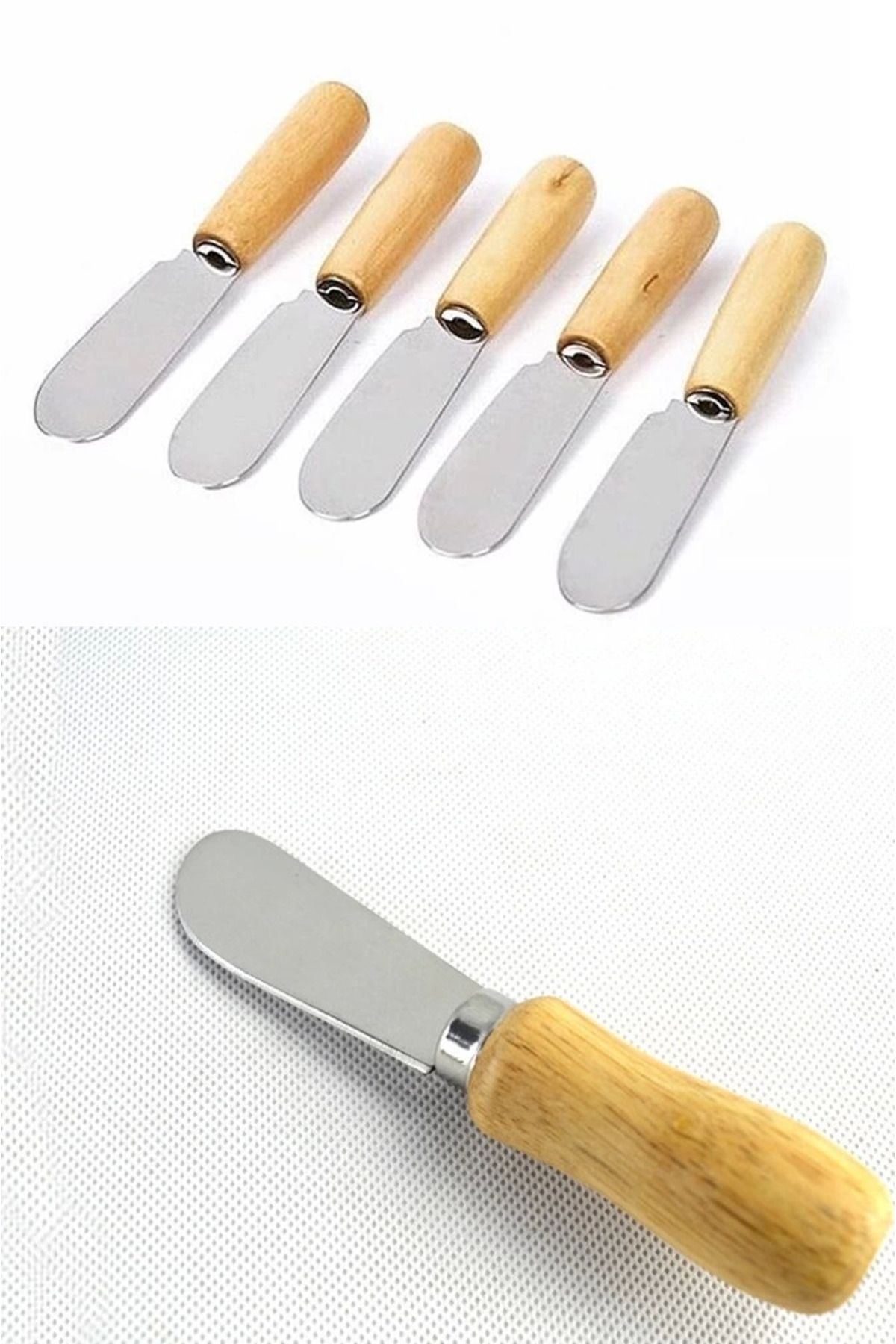 ÇERÇİCİ Tereyağı Bıçağı - Mini Spatula Ahşap Saplı 6 Adet