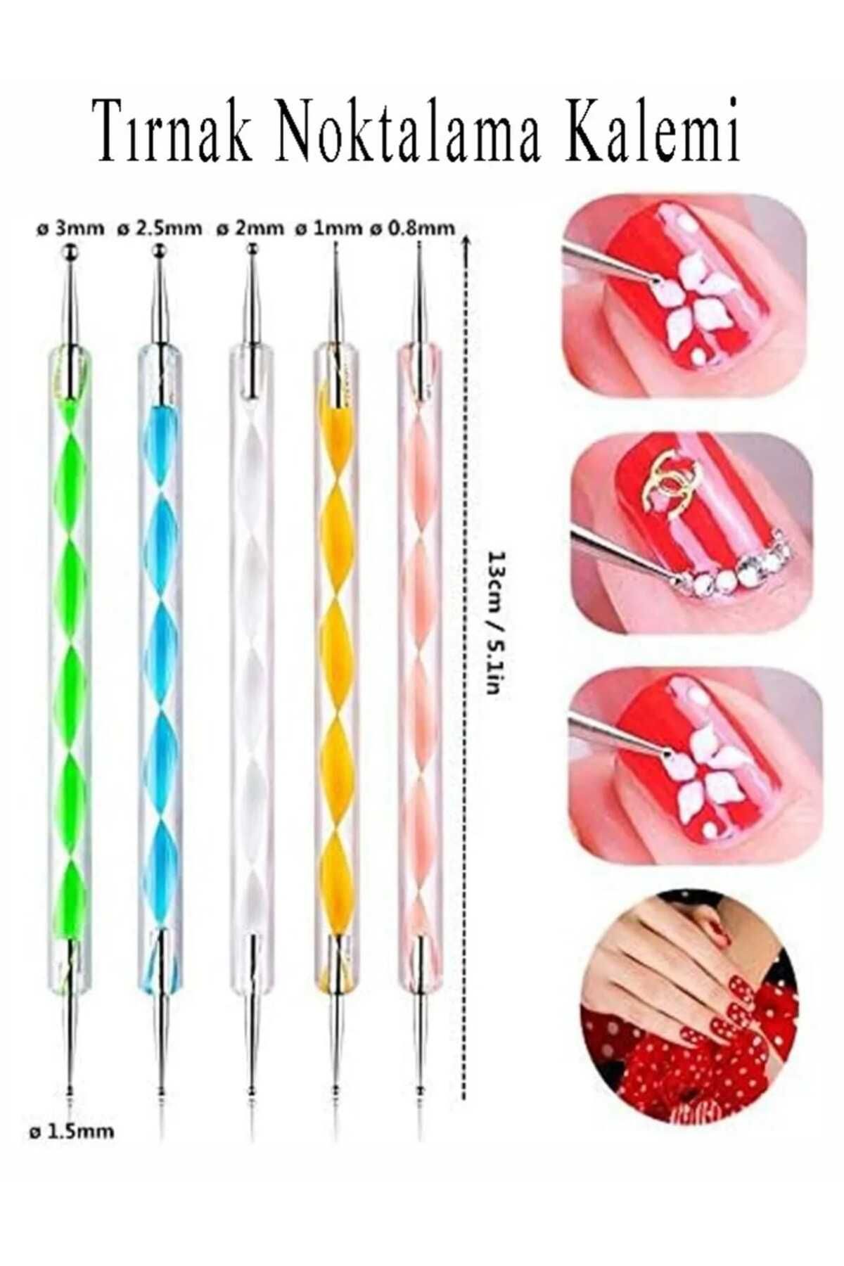 lawrenceshop 5 Adet Dot Kalemi Tırnak Noktalama Süsleme Desen Seti Tırnak Boyama Nail Art