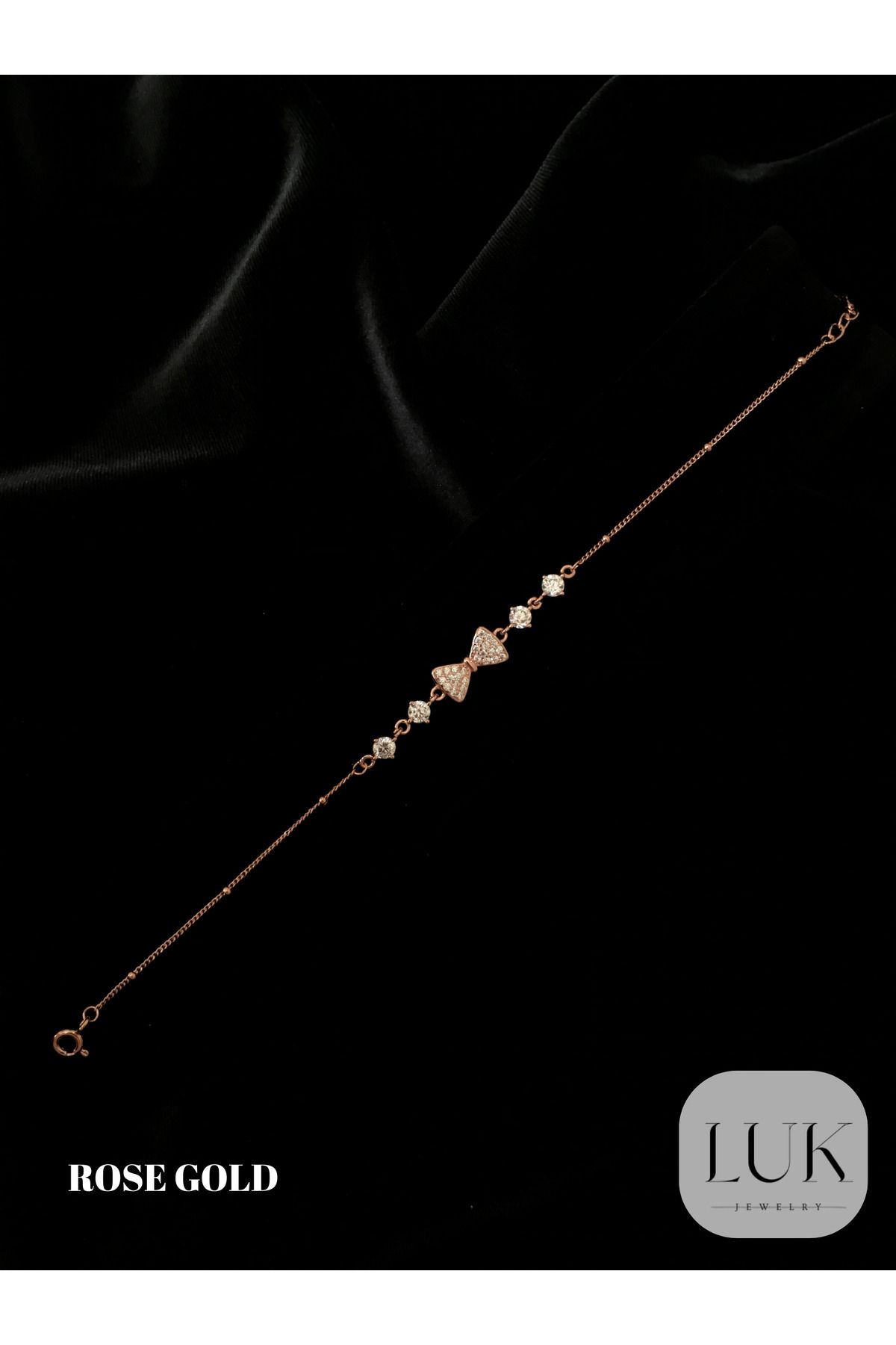 LUK JEWELRY 925 AYAR TAŞLI ROSE GOLD KURDELE BİLEKLİK