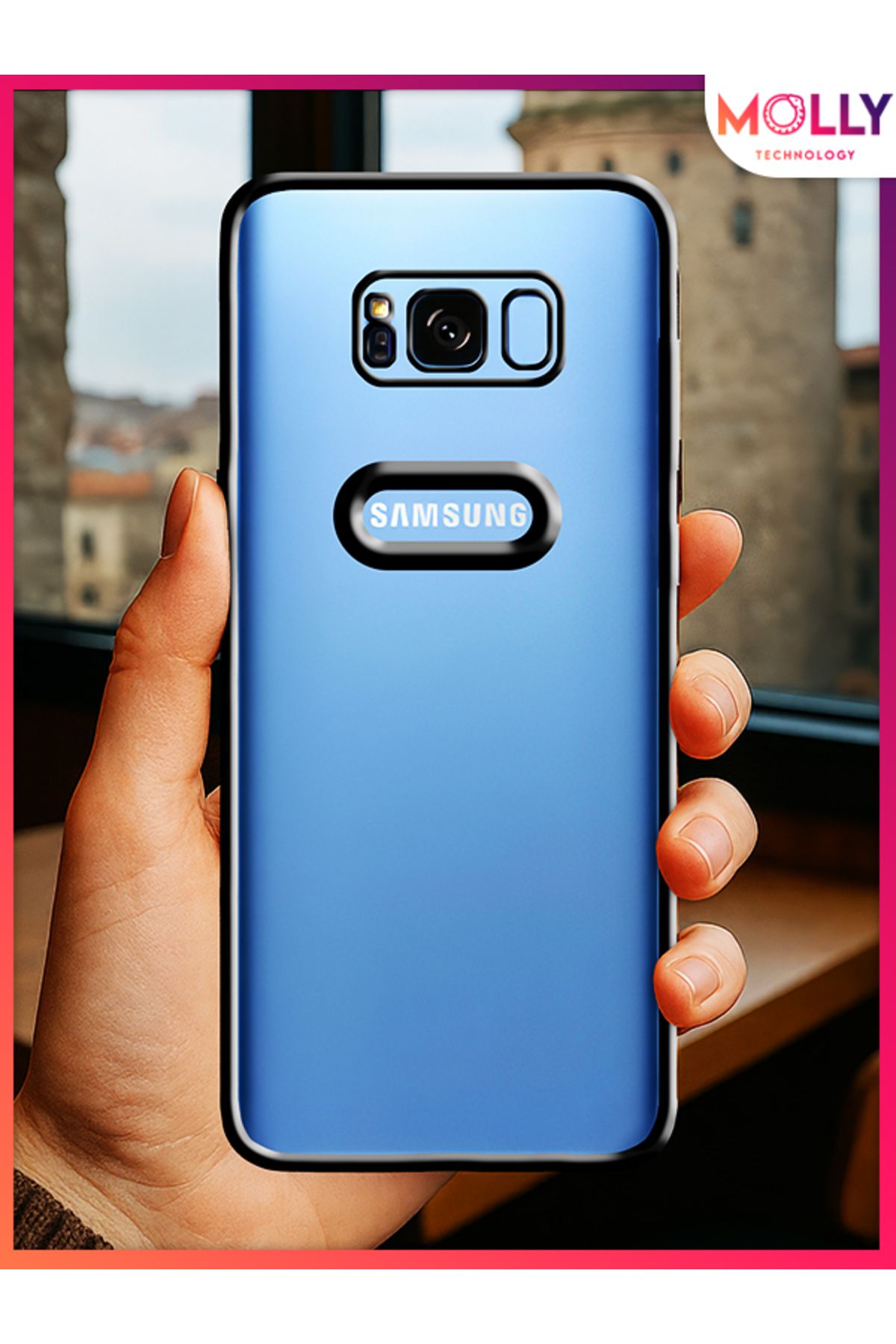 Molly Samsung Galaxy S8 İçin Kenarları Siyah Lens Koruyuculu Lou Lazer Şeffaf Silikon Kılıf
