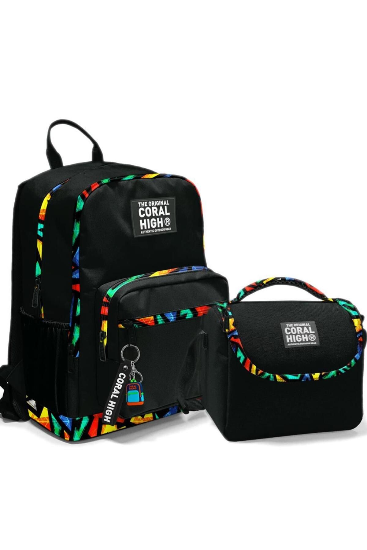 Coral High 2li Set Grafiti Desenli Okul Çantası Beslenme 23633