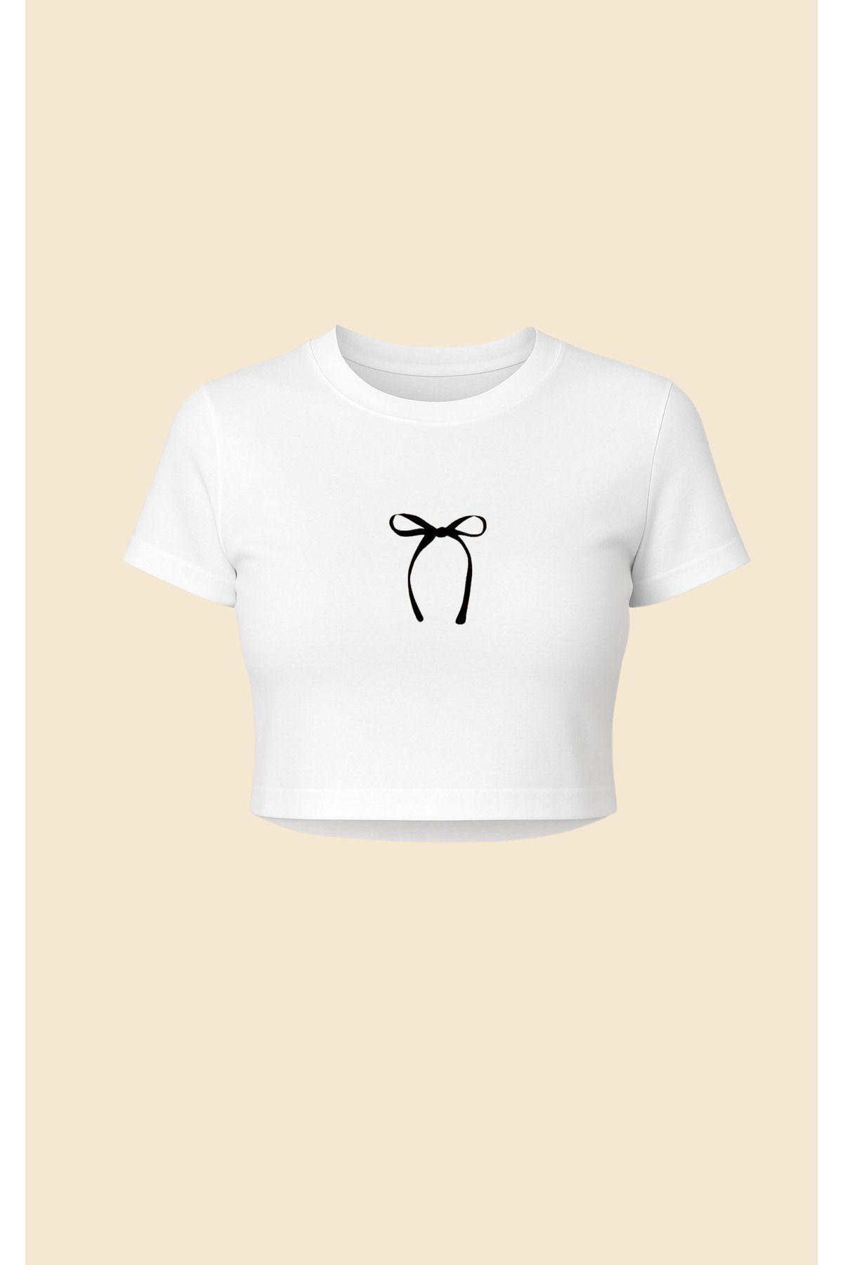 Altair Tr Beyaz Kurdele siyah fiyonk Coquette vintage Baskılı pinterest tarzı crop tshirt