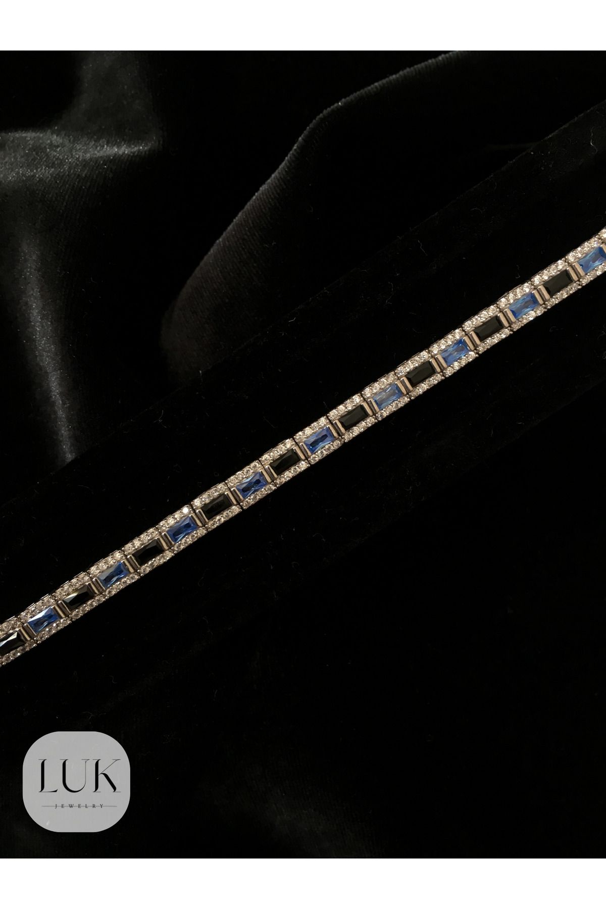 LUK JEWELRY 925 AYAR MAVİ SİYAH TAŞLI BİLEKLİK