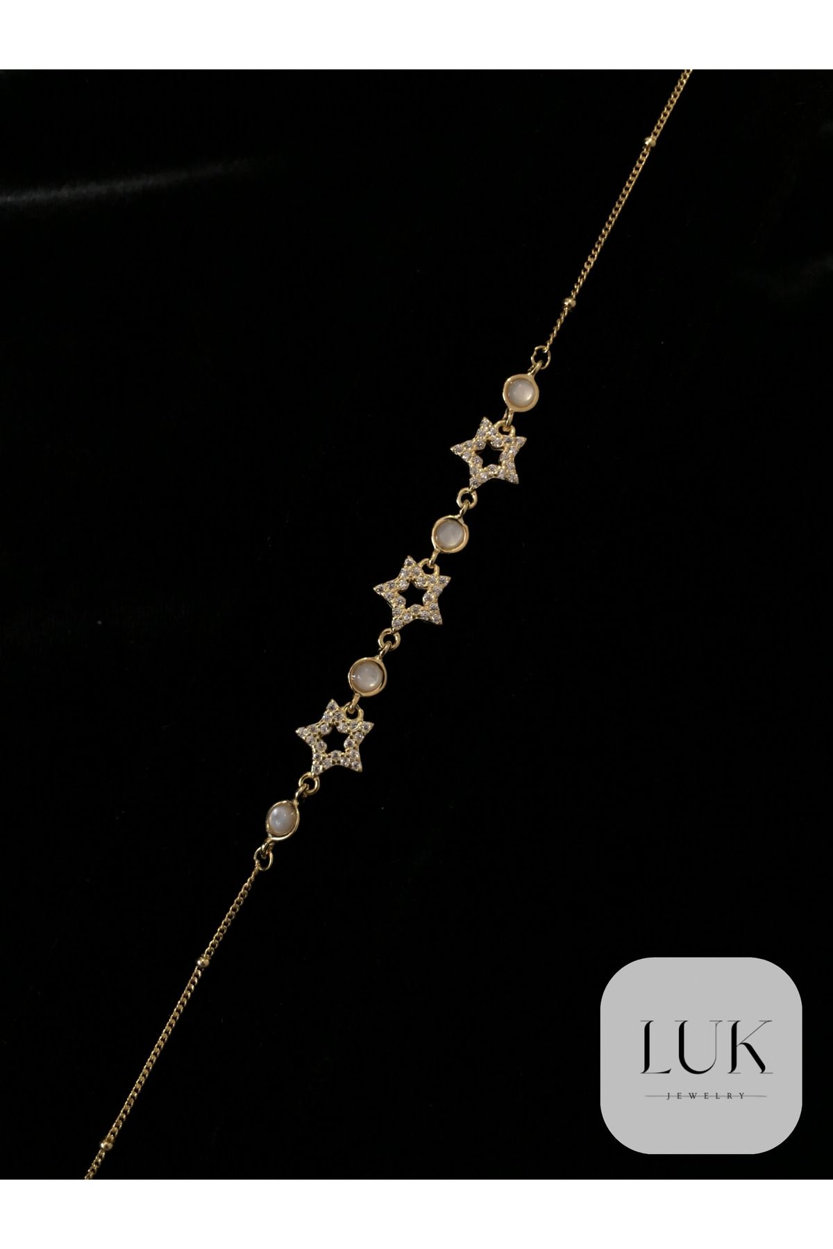 LUK JEWELRY 925 AYAR TAŞLI GOLD YILDIZ BİLEKLİK