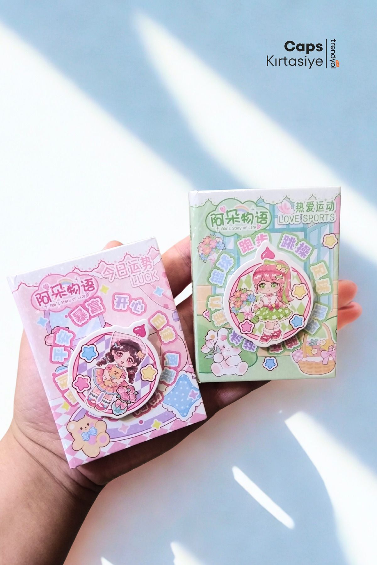 caps office 2 Adet Çarkıfelek Kapaklı Sevimli Kızlar Mini Defter Seti – Kawaii Defter Kırtasiye Seti