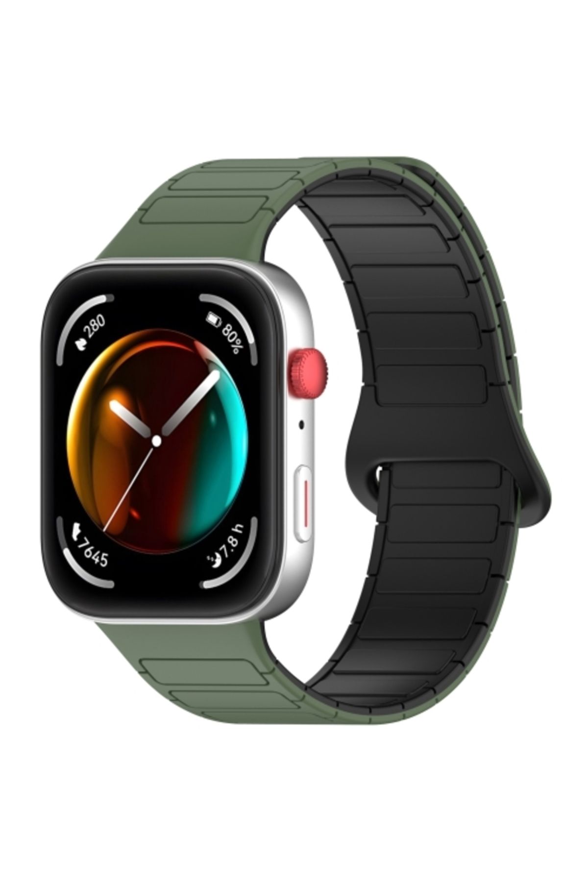 bbtech Huawei Watch Fit 3 / Fit 4 / Fit 4 Pro Uyum Manyetik Silikon Bakla Desen Kordon Ayarlanabilir Kayış