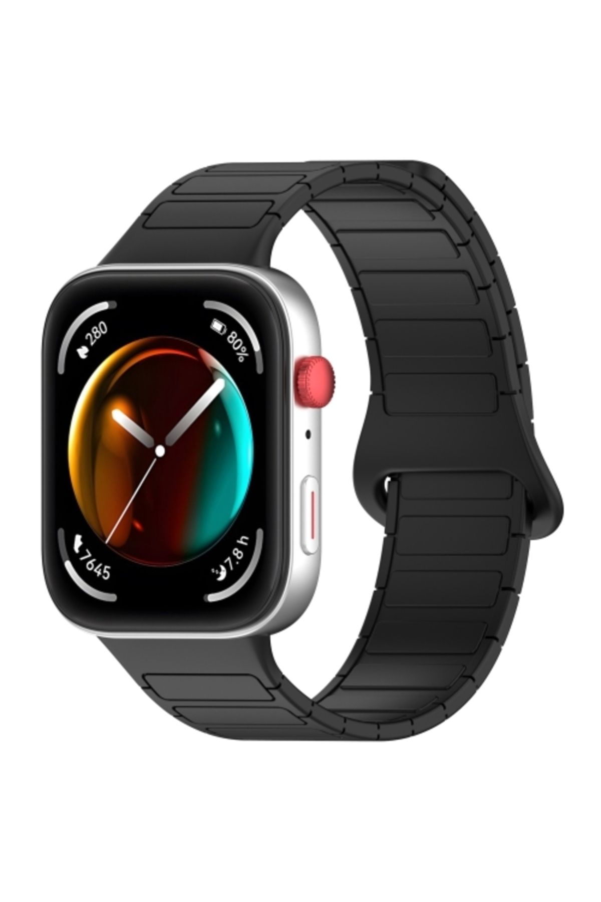 bbtech Huawei Watch Fit 3 / Fit 4 / Fit 4 Pro Uyum Manyetik Silikon Bakla Desen Kordon Ayarlanabilir Kayış