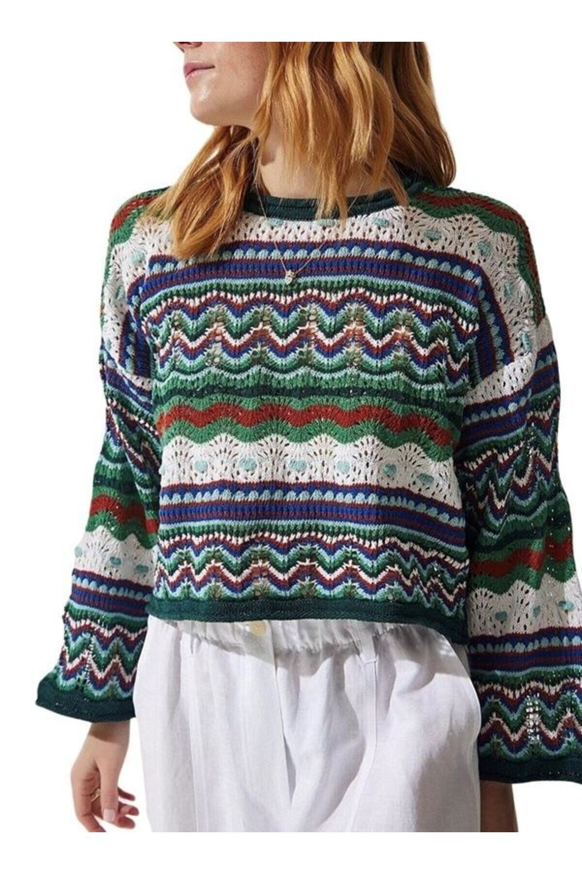 boutich KADIN Retro Midi Boy Triko Kazak