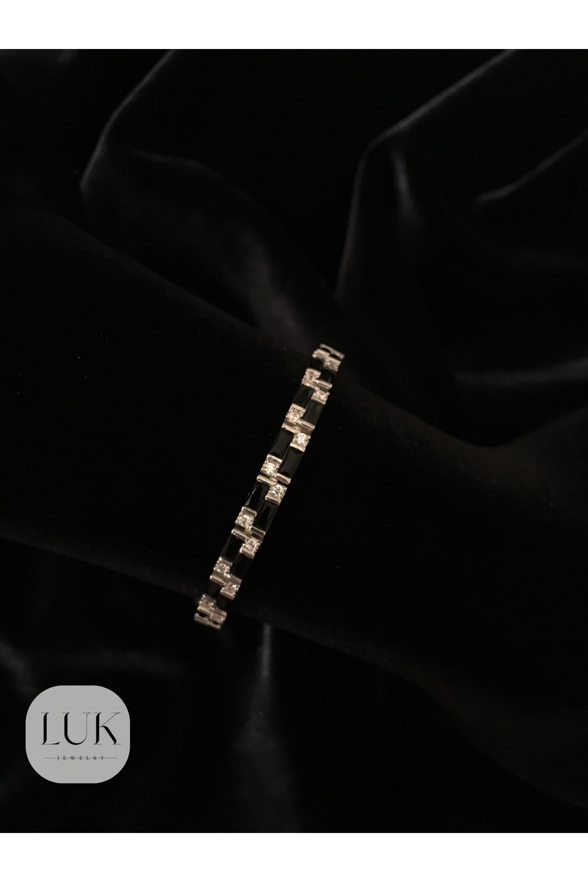 LUK JEWELRY 925 AYAR SİYAH TAŞLI BAGET BİLEKLİK