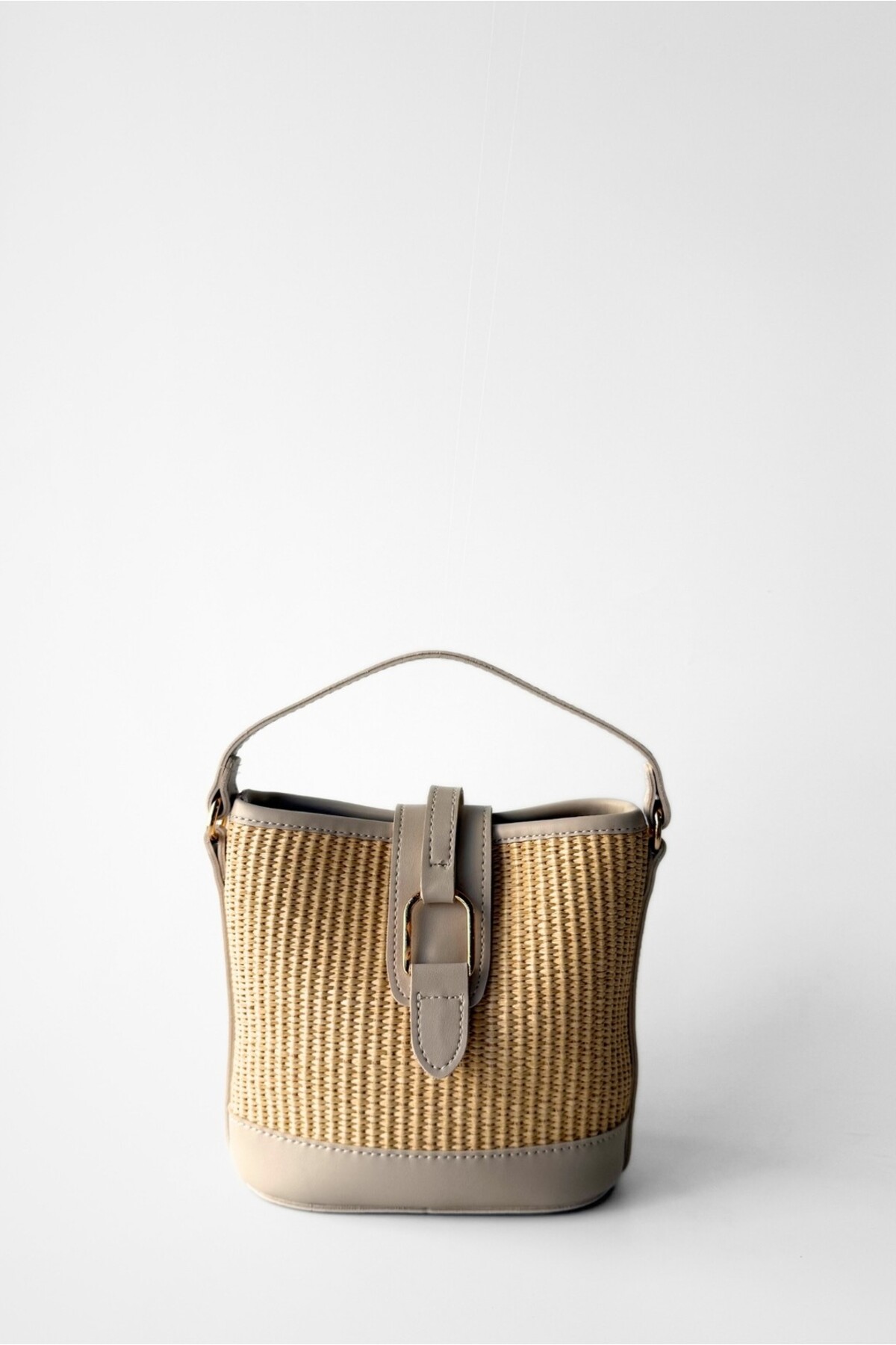 yuka♡ Yuka Atelier Willow Faux Leather Detailed Cross-Use Mini Straw