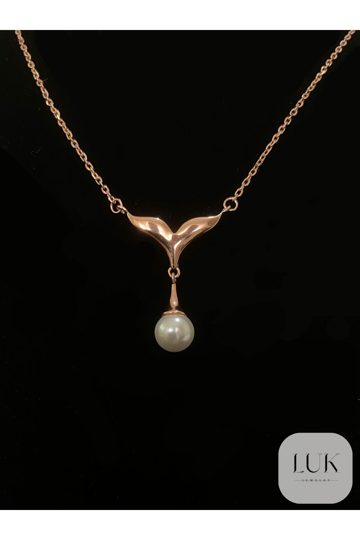 LUK JEWERLY 925 AYAR GÜMÜŞ İNCİLİ BALIK KUYRUĞU KOLYE