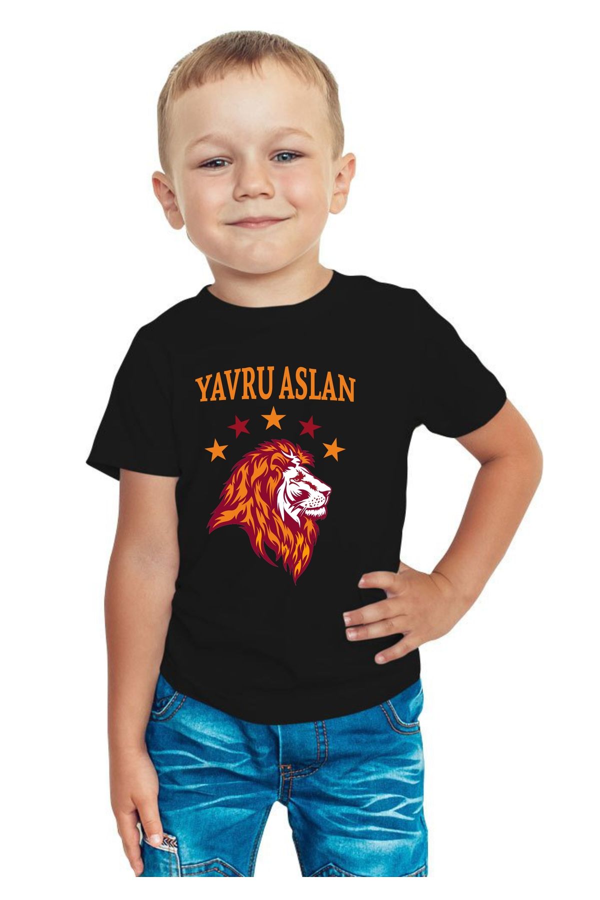 venüsdijital ASLAN TARAFTAR SİYAH ÇOCUK TİŞÖRT