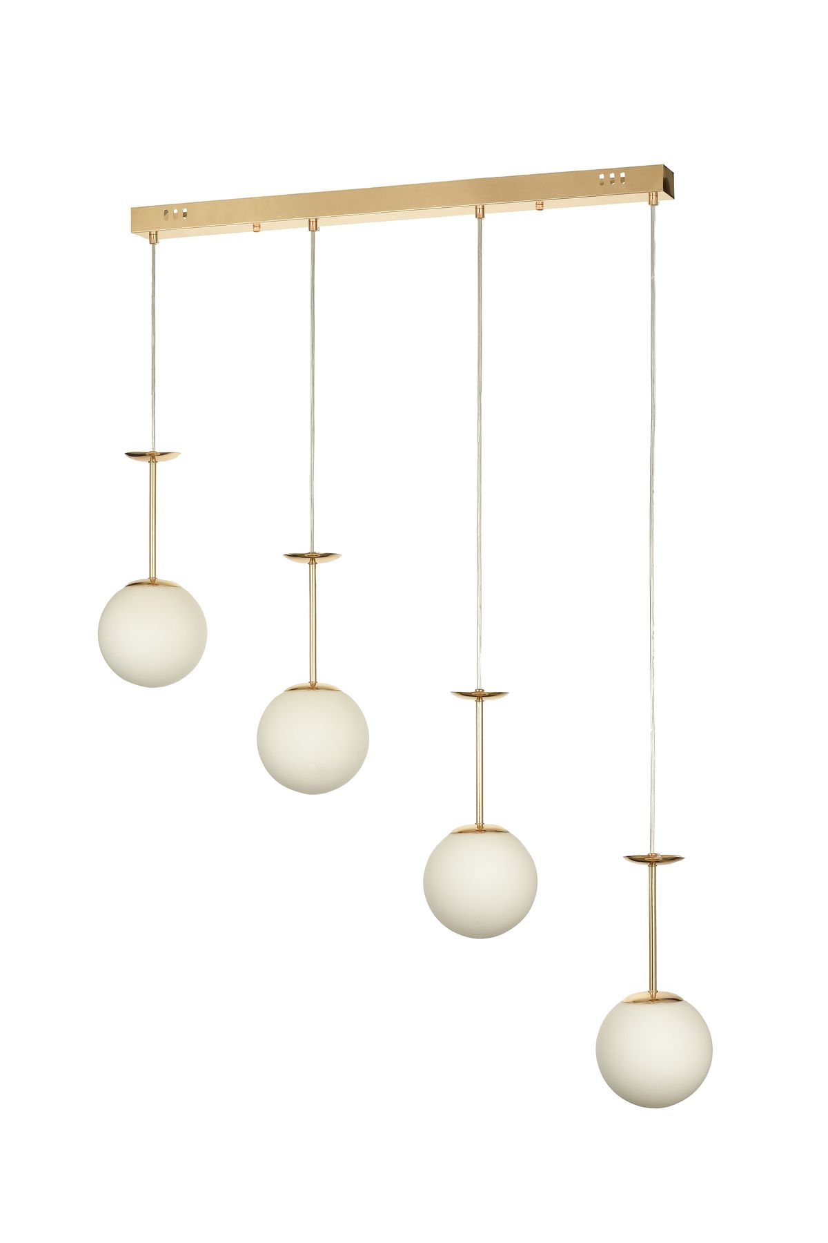 Avizemoda Pinza 4 lü Yemek Masası Üstü Beyaz Camlı Modern Sarkıt Avize - (Gold Kaplama)