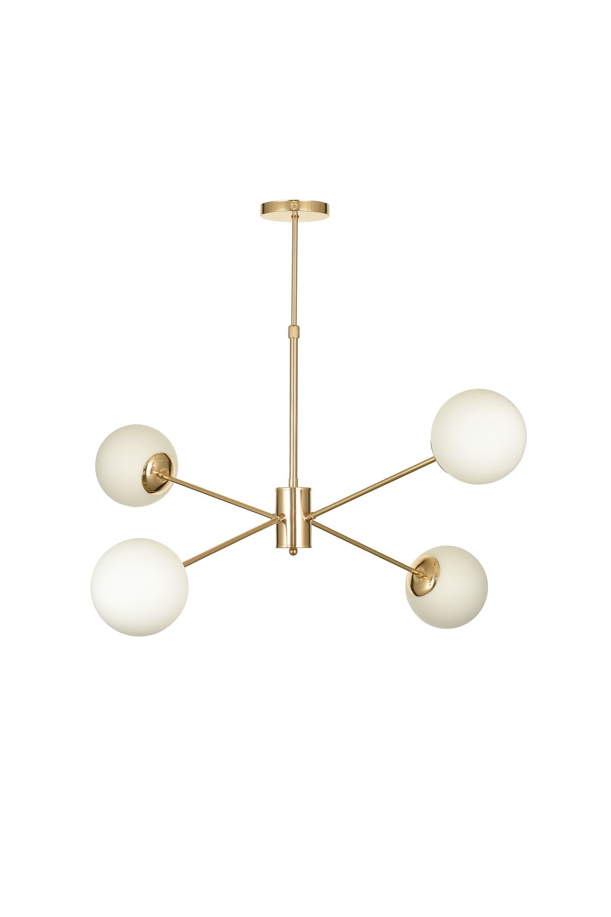 Avizemoda Pinza 4 lü Beyaz Camlı Salon Oturma Odası Modern Kollu Avize - (Gold Kaplama)