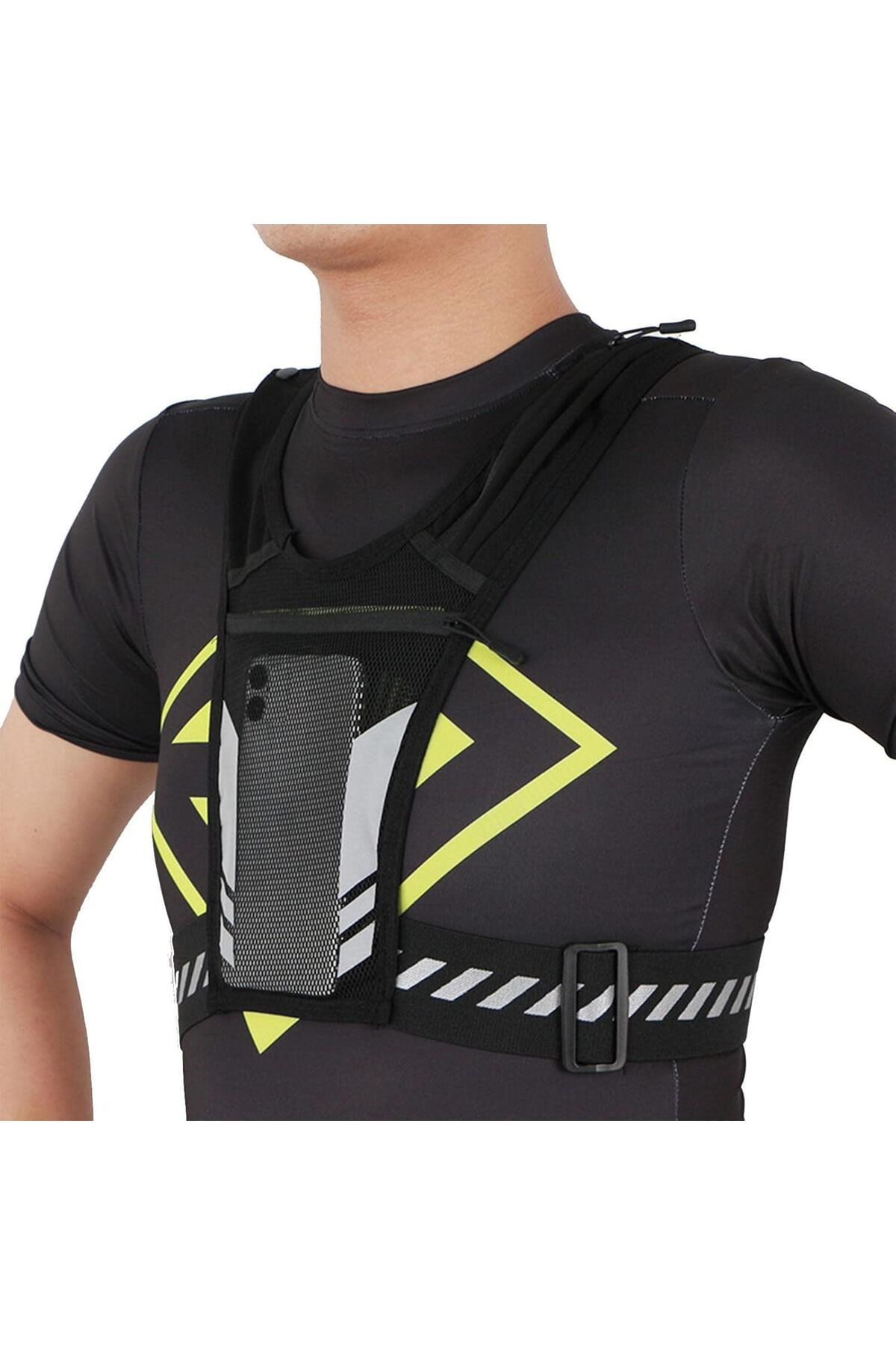 Running Vest Koşu Yeleği, Yansıtıcı Koşu Yeleği Telefon Tutucu Çantalı Nefes Alabilir Gece İçin Güvenli