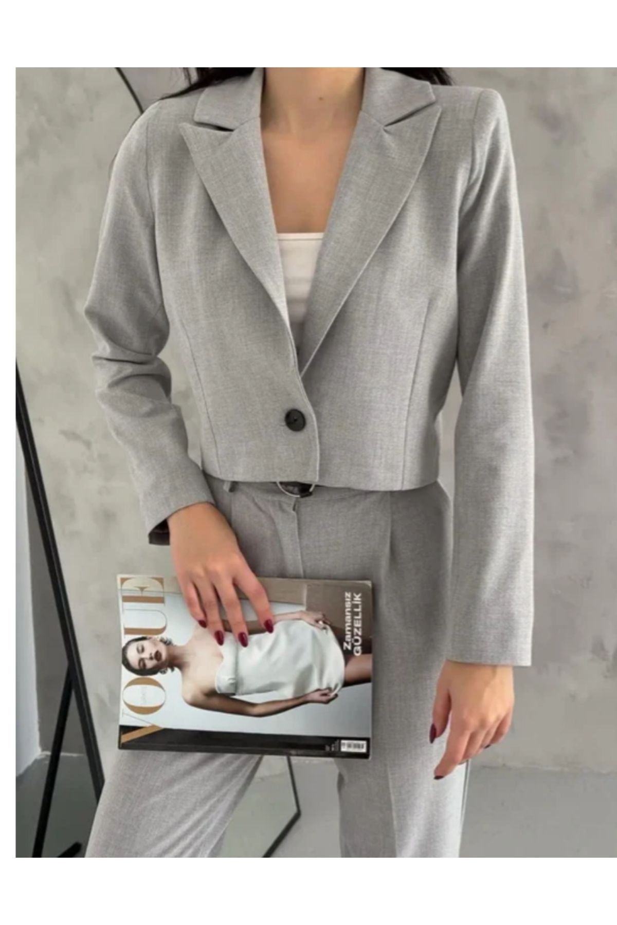 MODA Tek Düğmeli Kadın Kısa Ceket