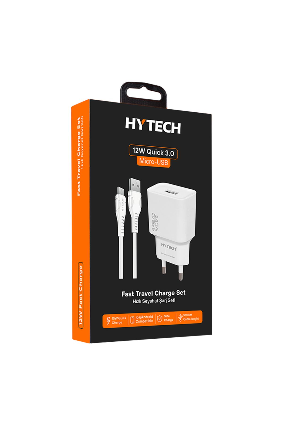 Hytech Hy-Xt50M 12W 5V 2.4A Micro Usb Kablolu Beyaz Kablo + Ev Şarj Adaptör