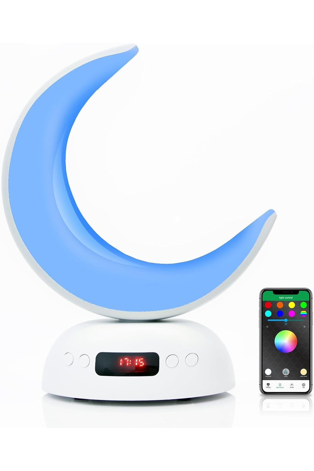 Generic-SANPRIO Crescent Lamp with Quran Speaker LED 16 Kinds Color Touch Light Table Night Lamp with APP 2