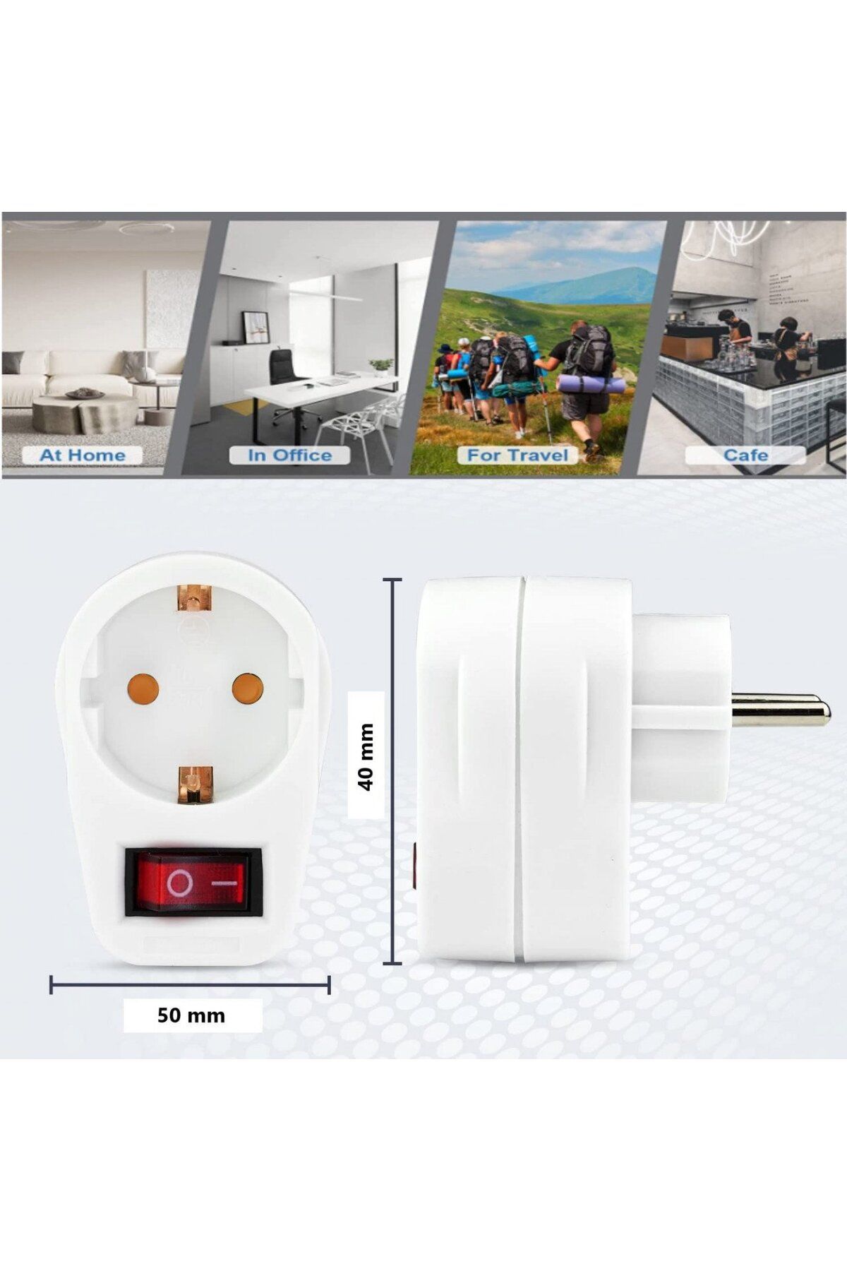 Beekeg-Set Of 2 Adapters With Switch For Socket, Abs, White, 16 A, 3500 W, 50 X 40 X 75 Mm 6