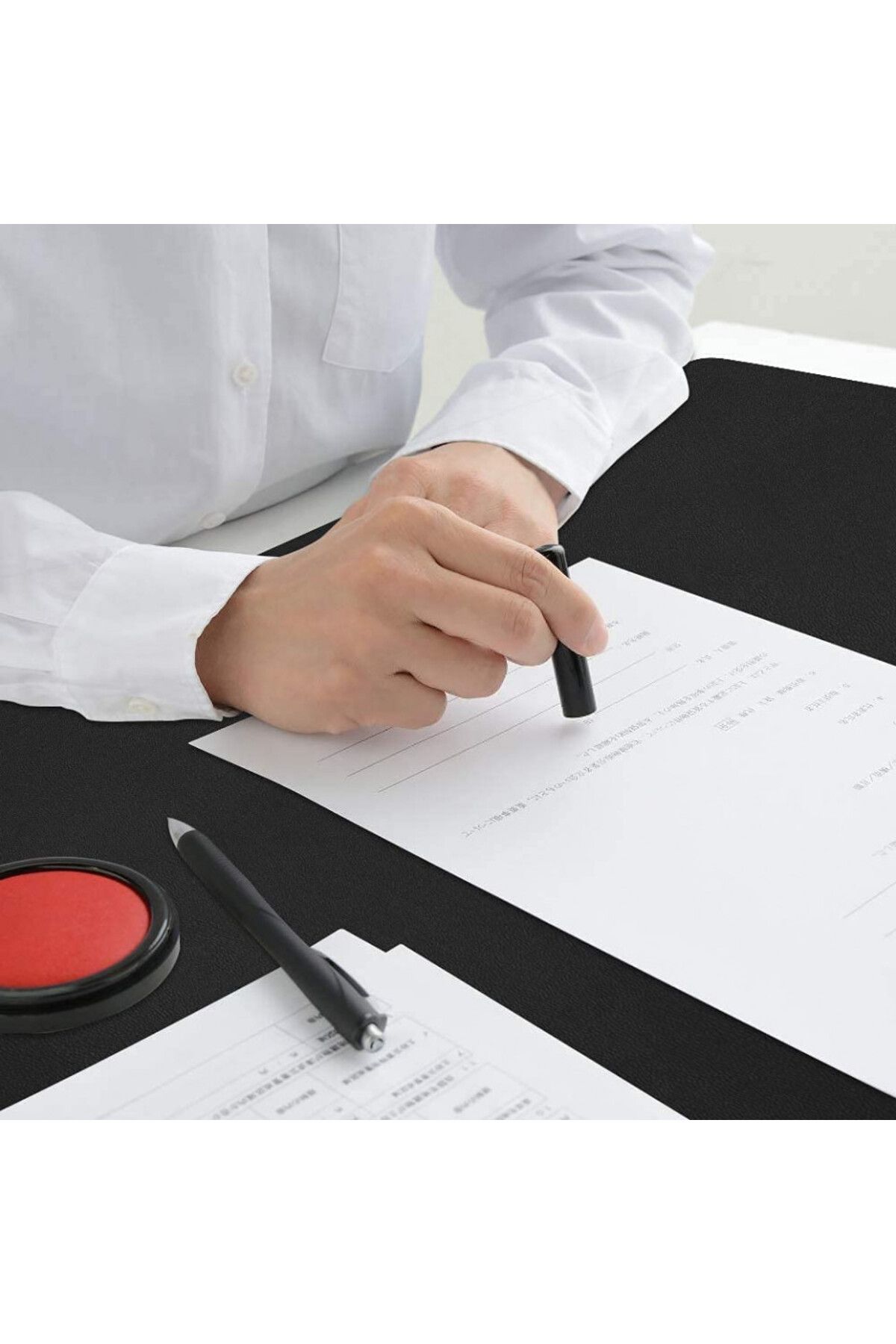 GORESE-desk mat, artificial leather, black, 80 x 40 cm 4