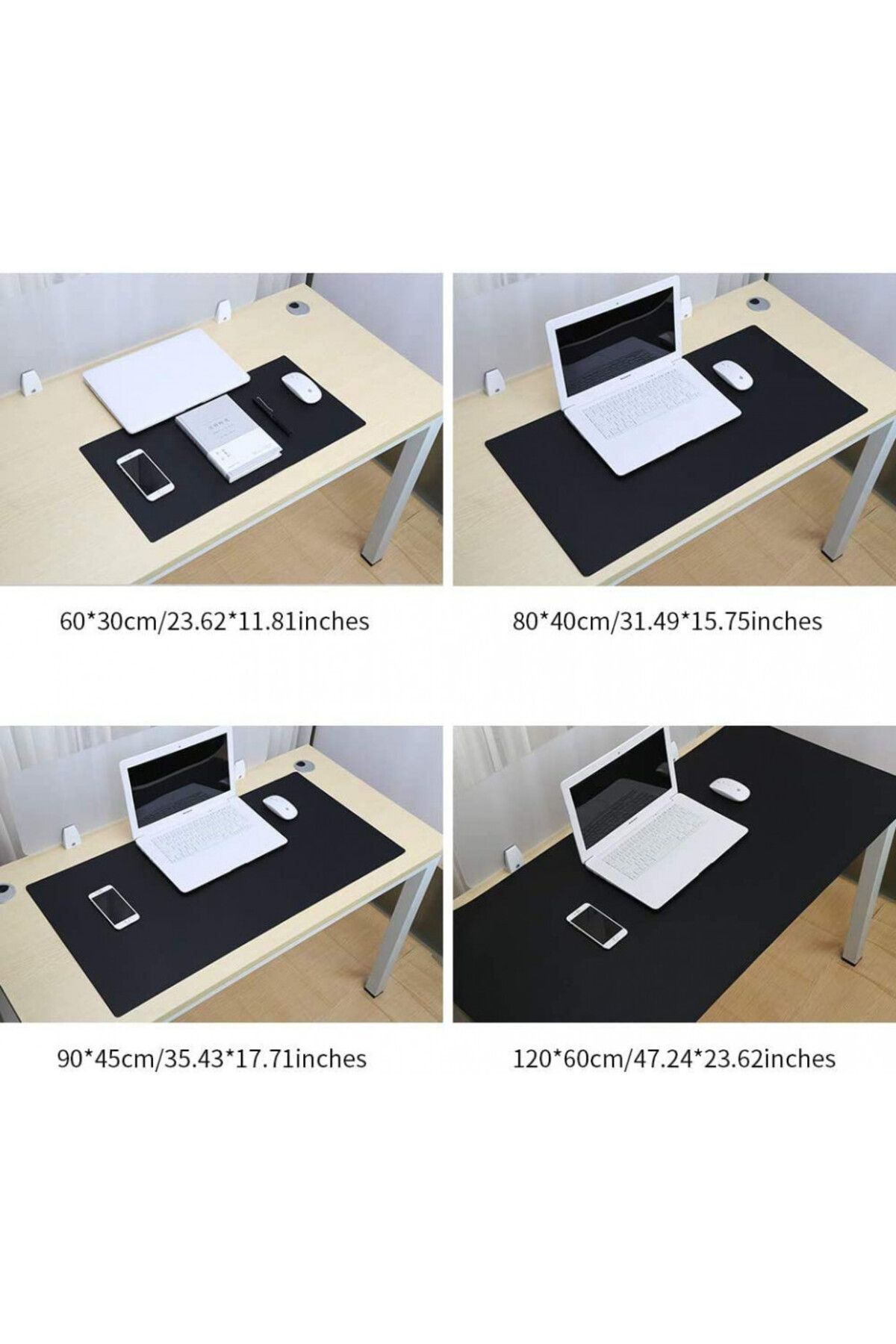 GORESE-desk mat, artificial leather, black, 80 x 40 cm 2