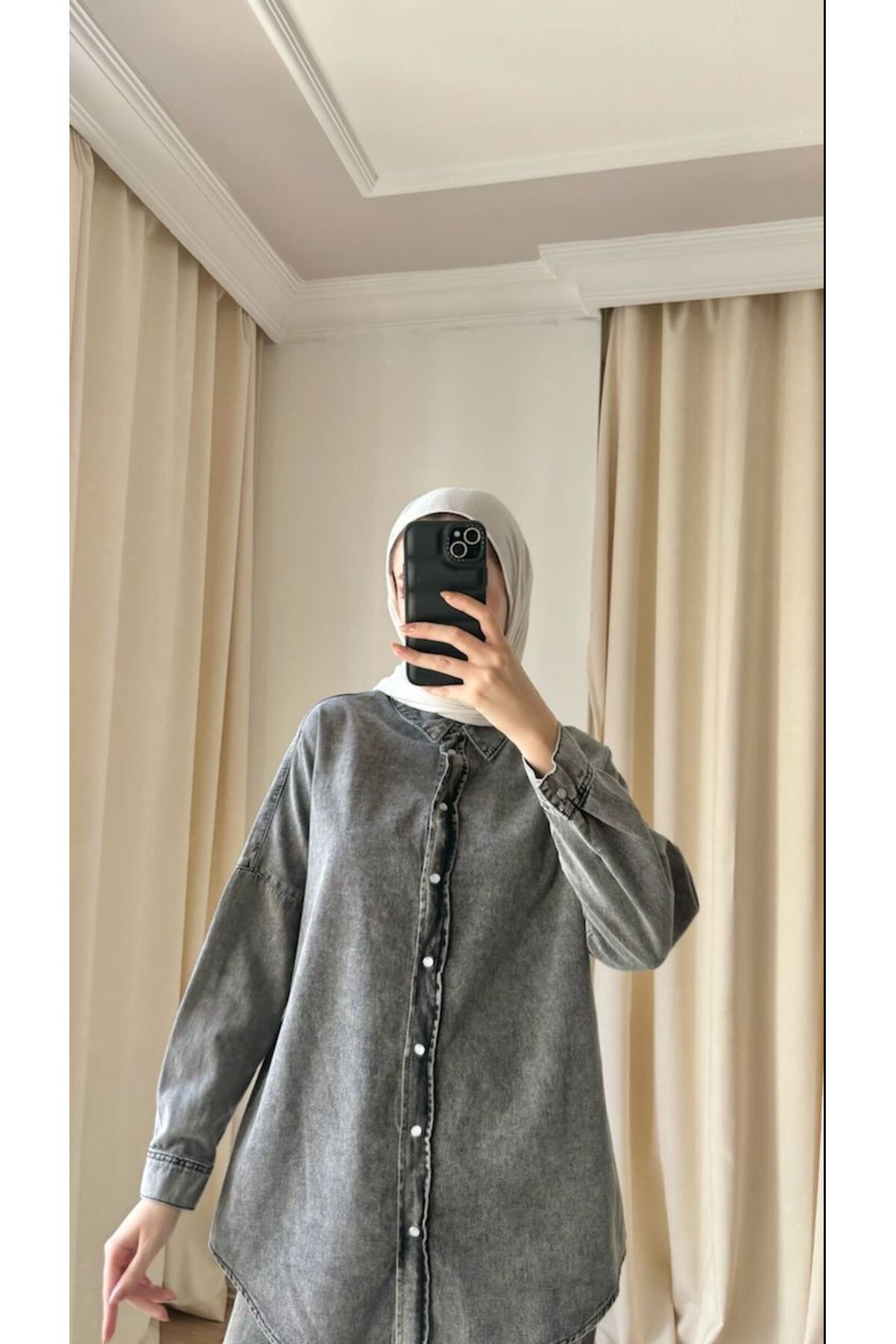 Suede Style 9138 - Şık Rahat Kadın Kot Pantolon Gömlek Takımı