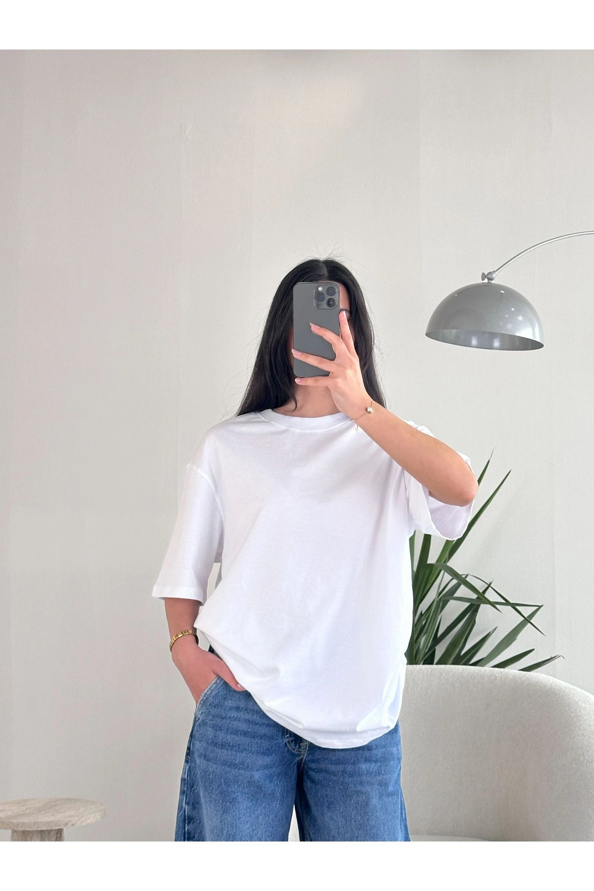 Kyra Studios 0012 Muadil Beyaz Basic T-Shirt