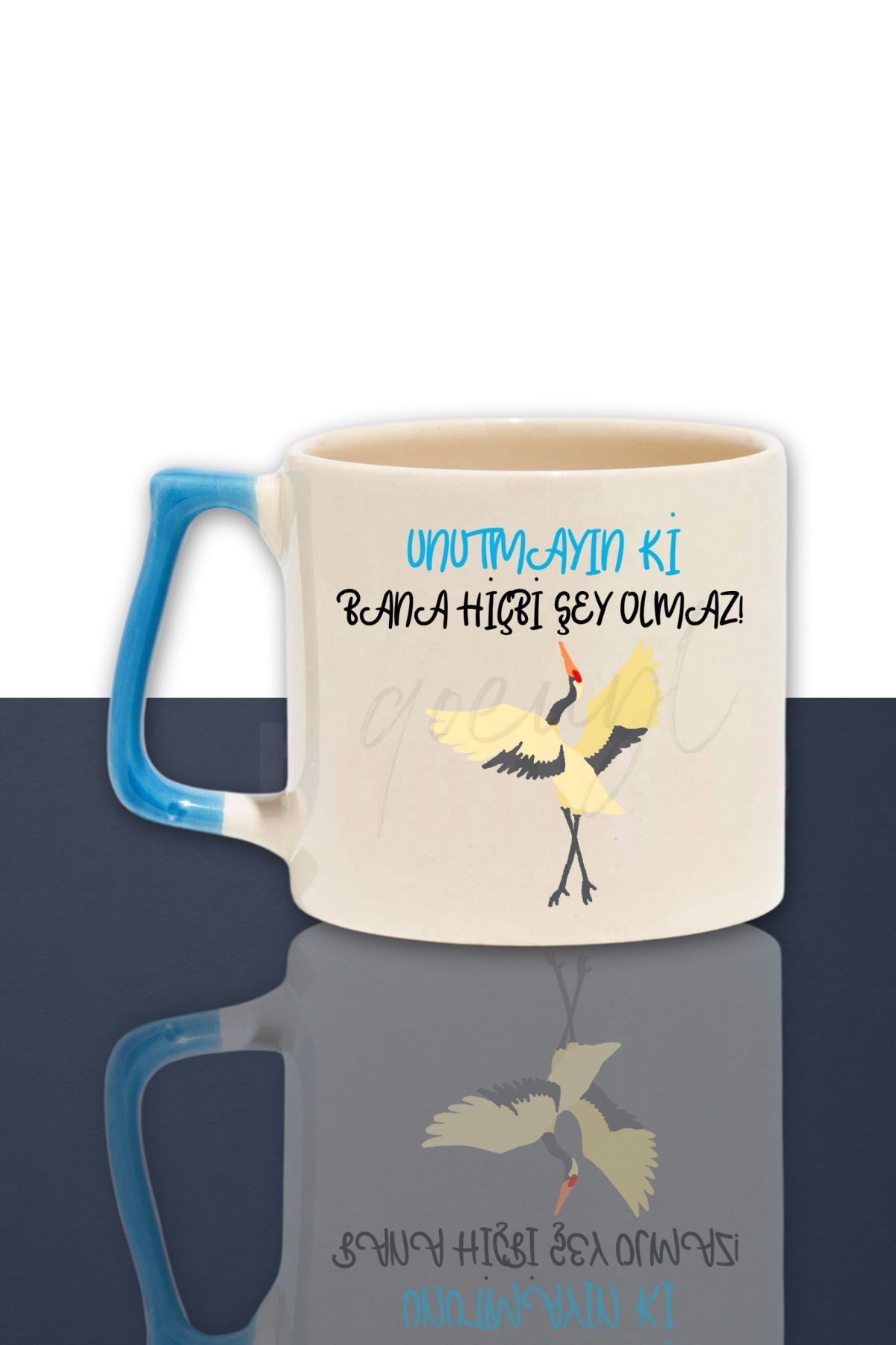 qoeuyl boutique Unutmayın ki Bana Hiçbi Şey Olmaz Leylek Baskılı Komik Hediyelik Renkli Kulplu Kupa Bardak