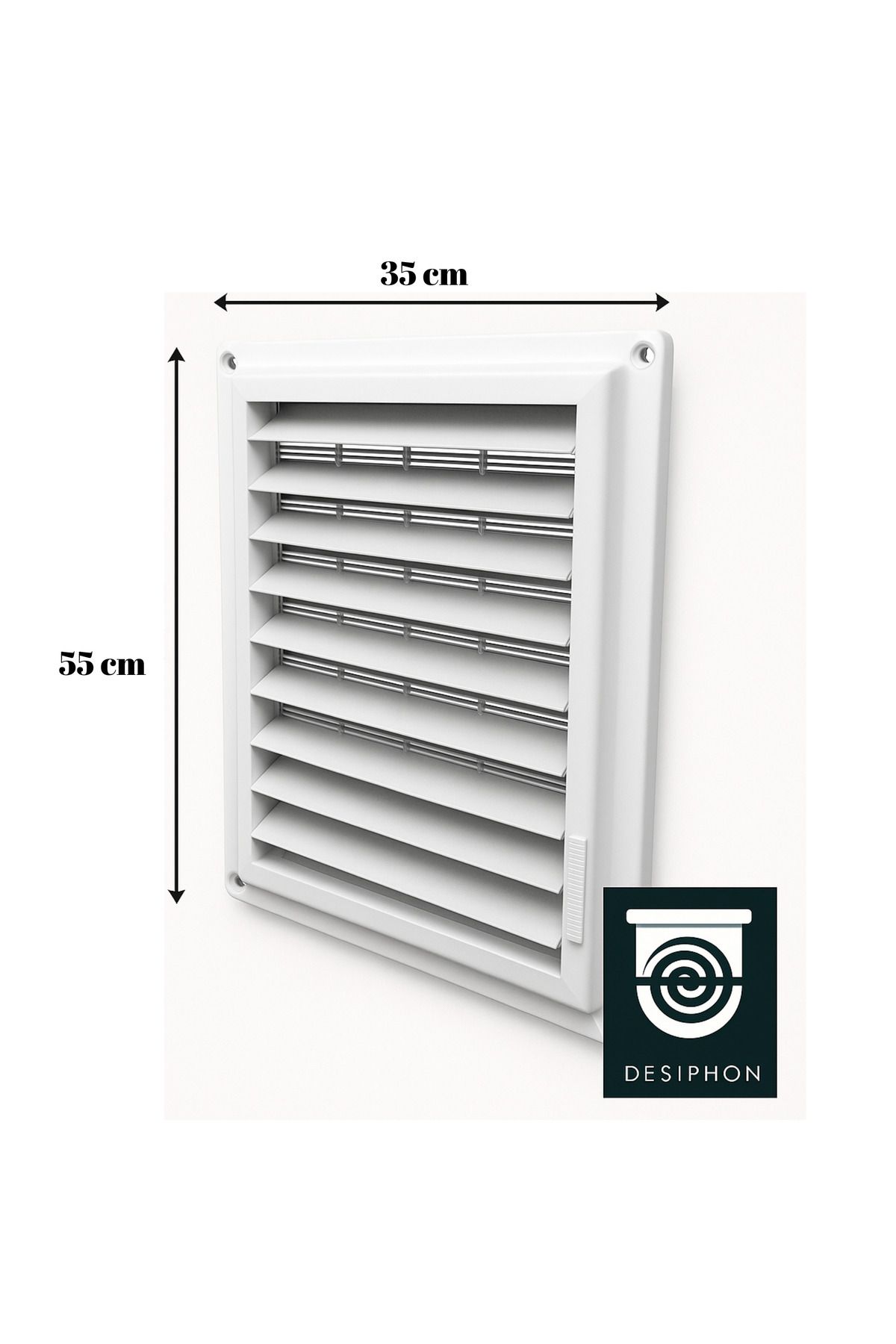 DESIPHON 35x55 cm Plastik Banyo ve WC Havalandırma Menfezi – Hareketli Panjurlu, Yüzey Montajlı