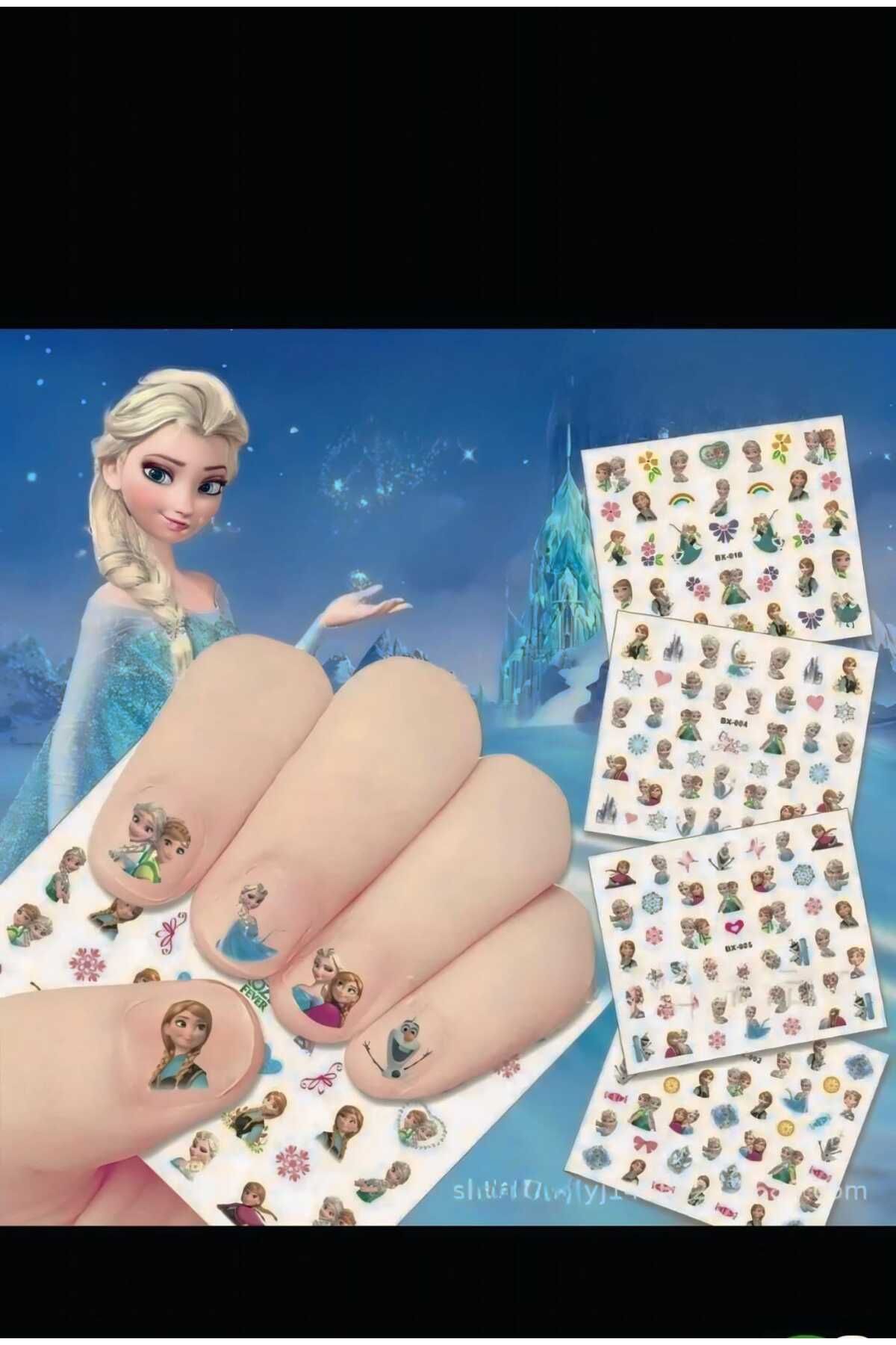 EMKSHOP Sevimli Elsa Anna Tırnak Stickerları NAİL ART TIRNAK SÜSLEME (3 SAYFA)