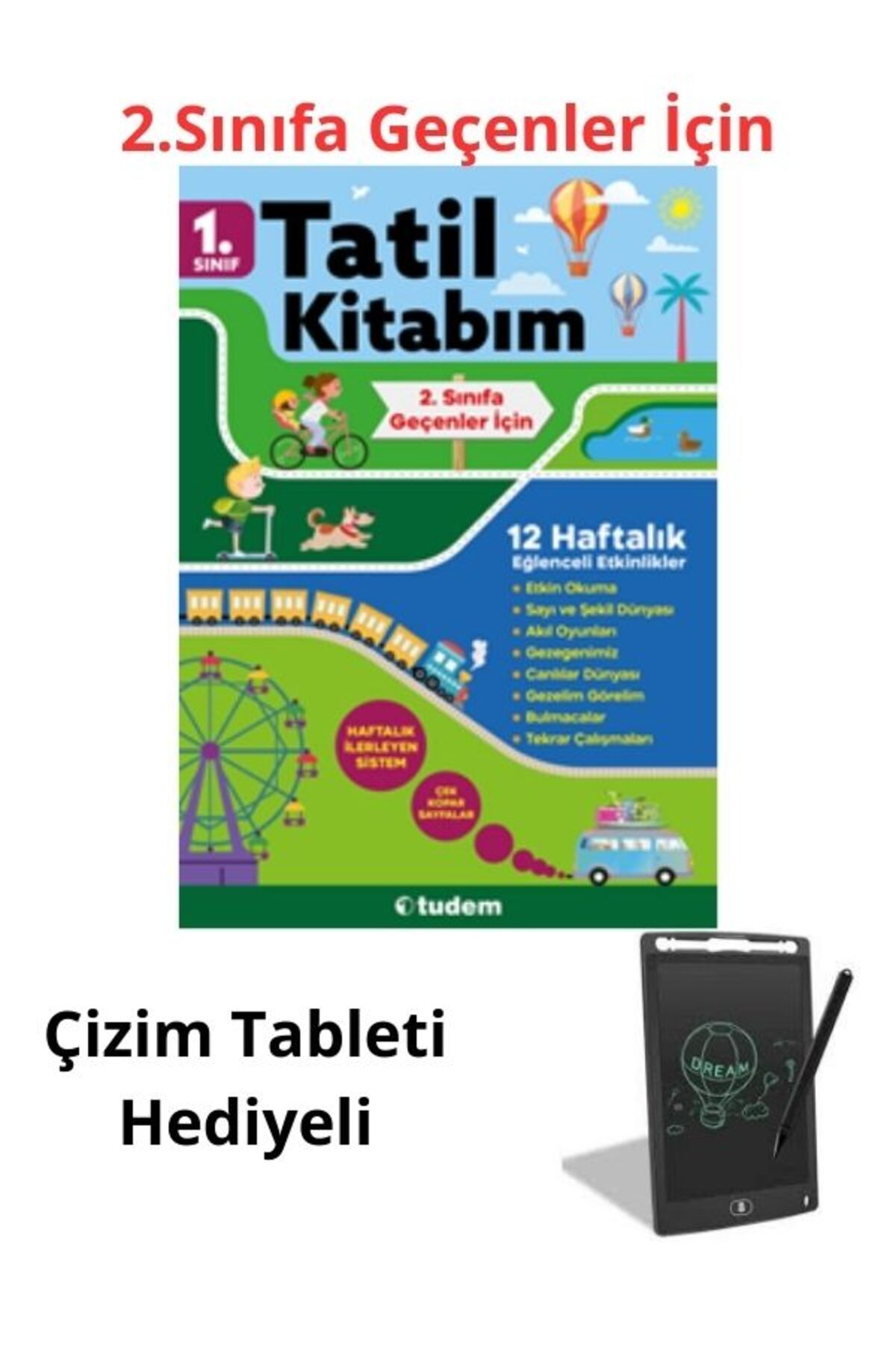 Tudem Yayınları 1. Sınıf Tatil Kitabı (2. sınıfa geçenler için) 2025 Çizim Tableti Hediyeli