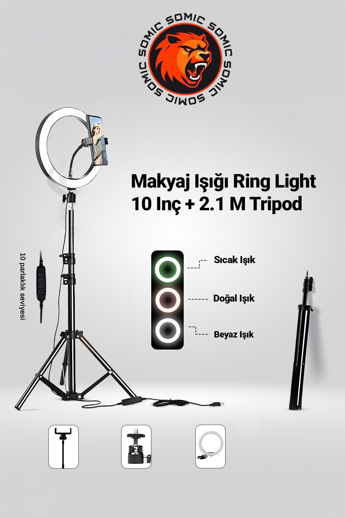 Ring Fill Light Led Işıklı Tripod 10 Inç Halka Youtuber Tiktok Makyaj Işığı Ayaklı Tripot