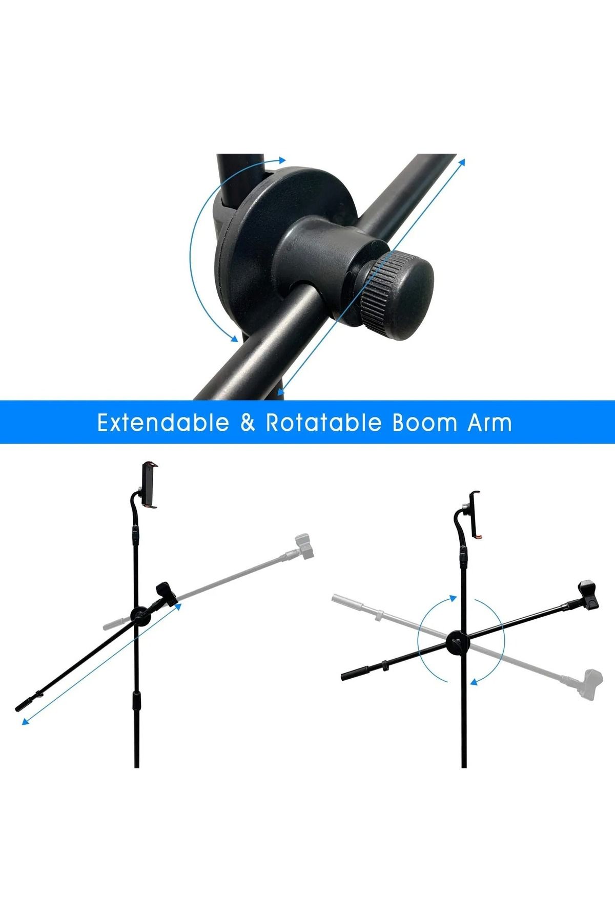 Coverzone-190cm Max Length 2in1 Stand for Microphone and Tablet Foldable Angle Adjustable - Model 103Sp 7