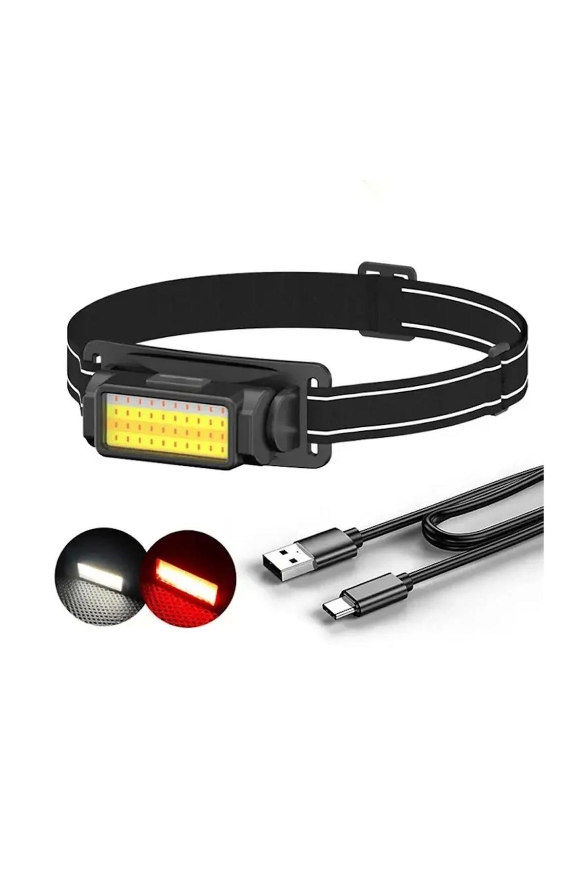 Hobimtek Kafa Lambası 50 Cob Led Şarjlı 4 Mod Led Kafa Feneri Zoom Sellektör Su Geçirmez Ht-650