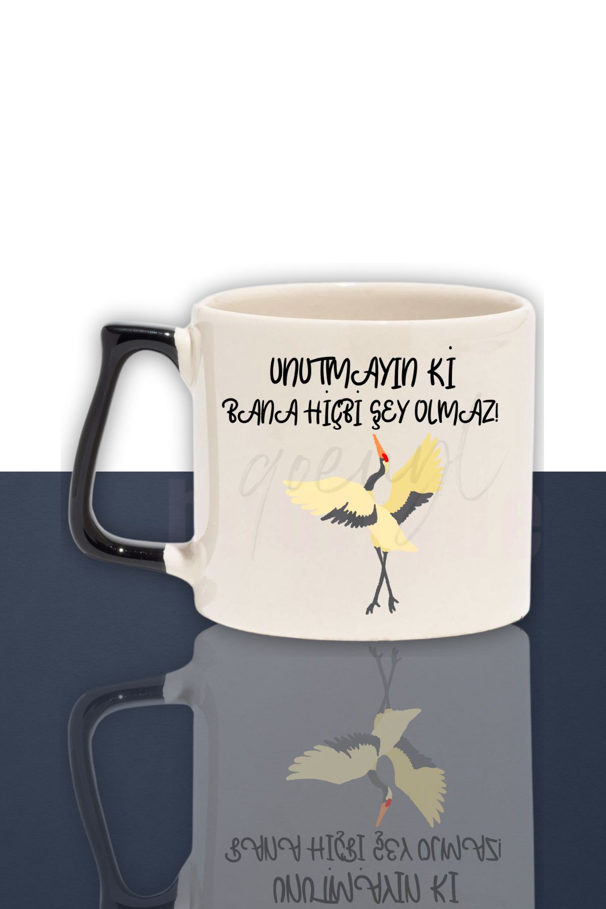 qoeuyl boutique Unutmayın ki Bana Hiçbi Şey Olmaz Leylek Baskılı Komik Hediyelik Renkli Kulplu Kupa Bardak