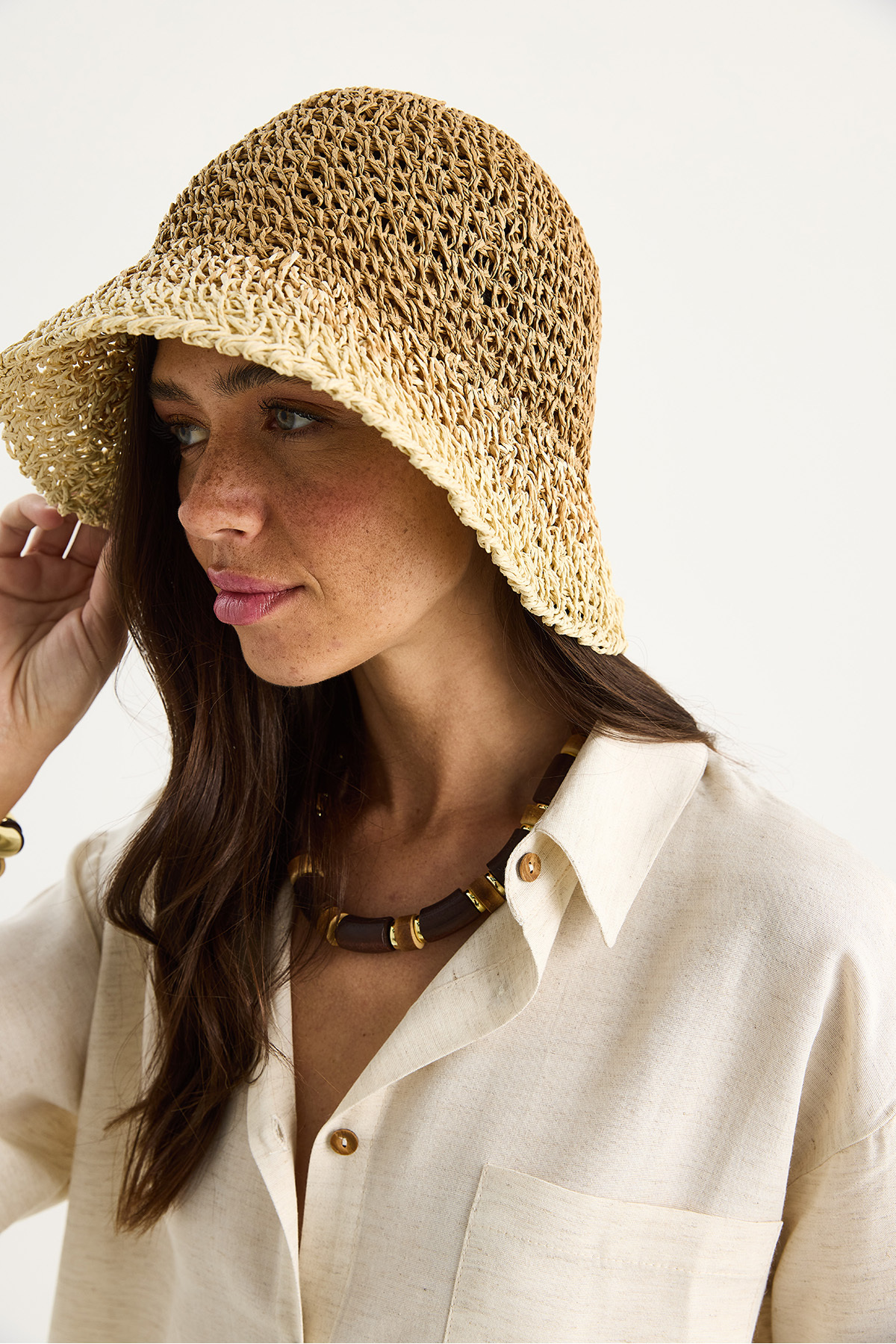 Bianco Lucci-Women's Gradient Color Transition Hand Knitted Straw Hat 14404 60801008 4