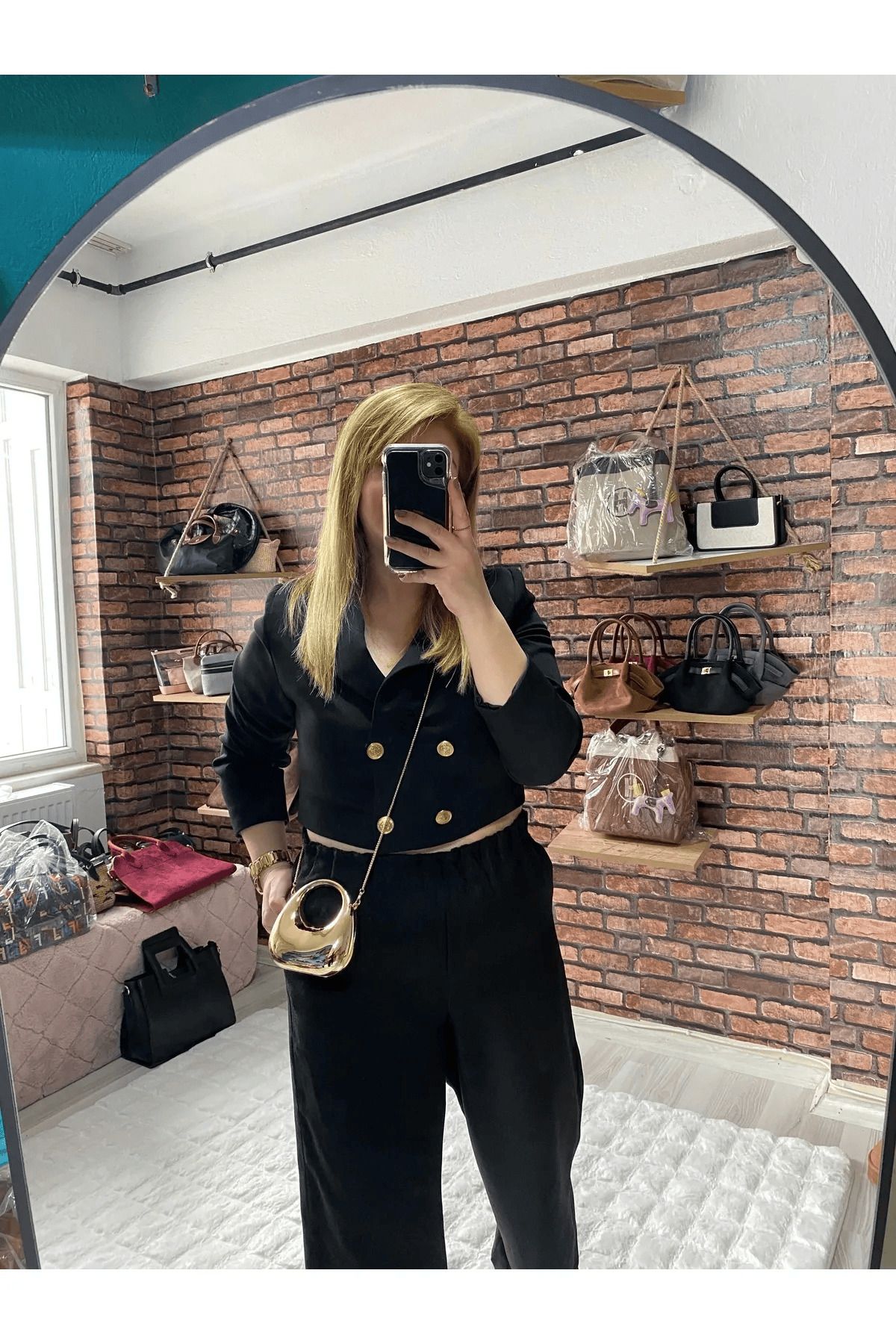 Zümrüt Oyuncak Home Ithal Mini Gold Çanta El Çantası Mini Boy Zincir Askılı Model Gold Çanta