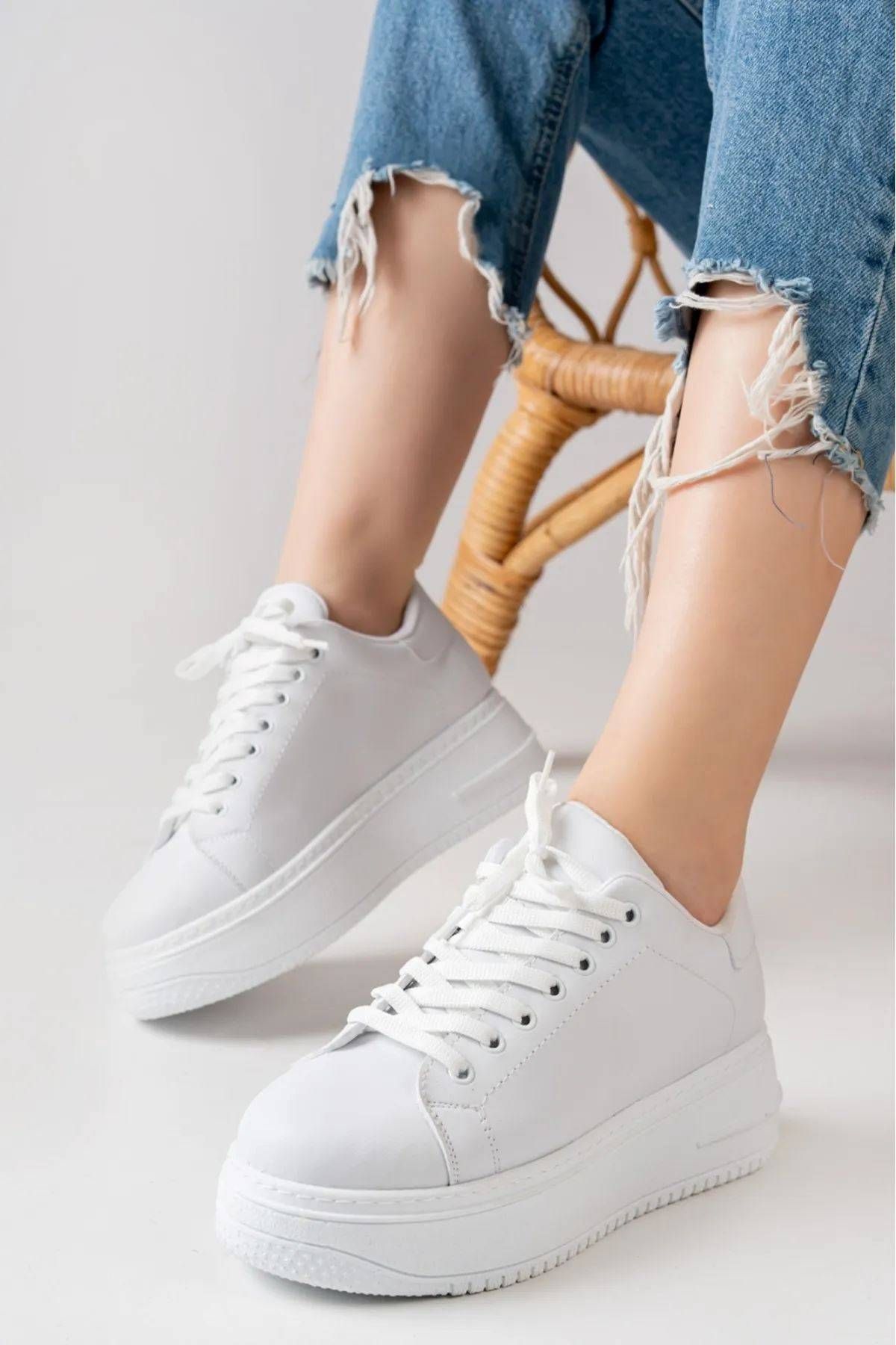 MRSO SHOES Leroy Beyaz Bağcıklı Kadın Spor Ayakkabı
