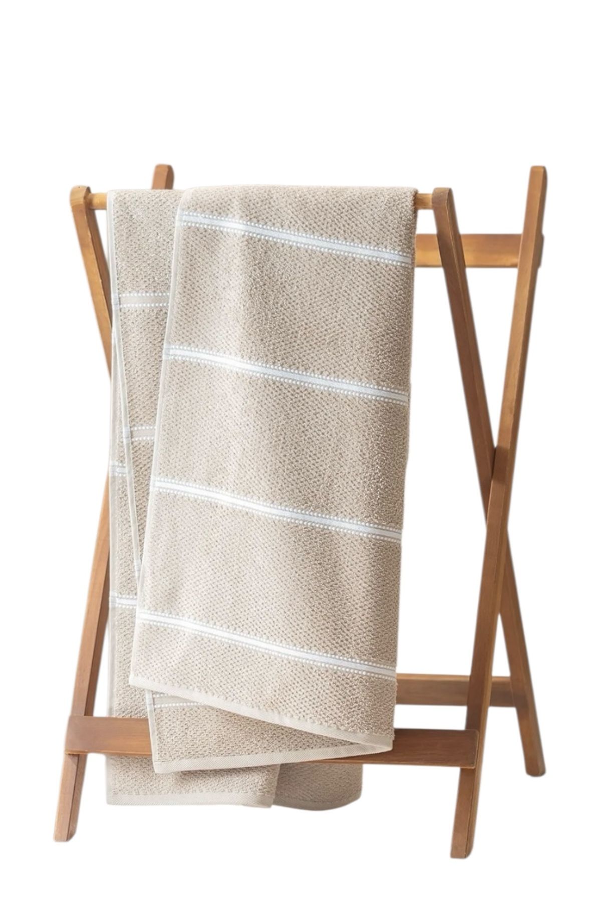 Madame Coco Sidonie %94 Pamuk %6 Polyester Banyo Havlusu - Bej - 70x140 cm - 430 gr/m²