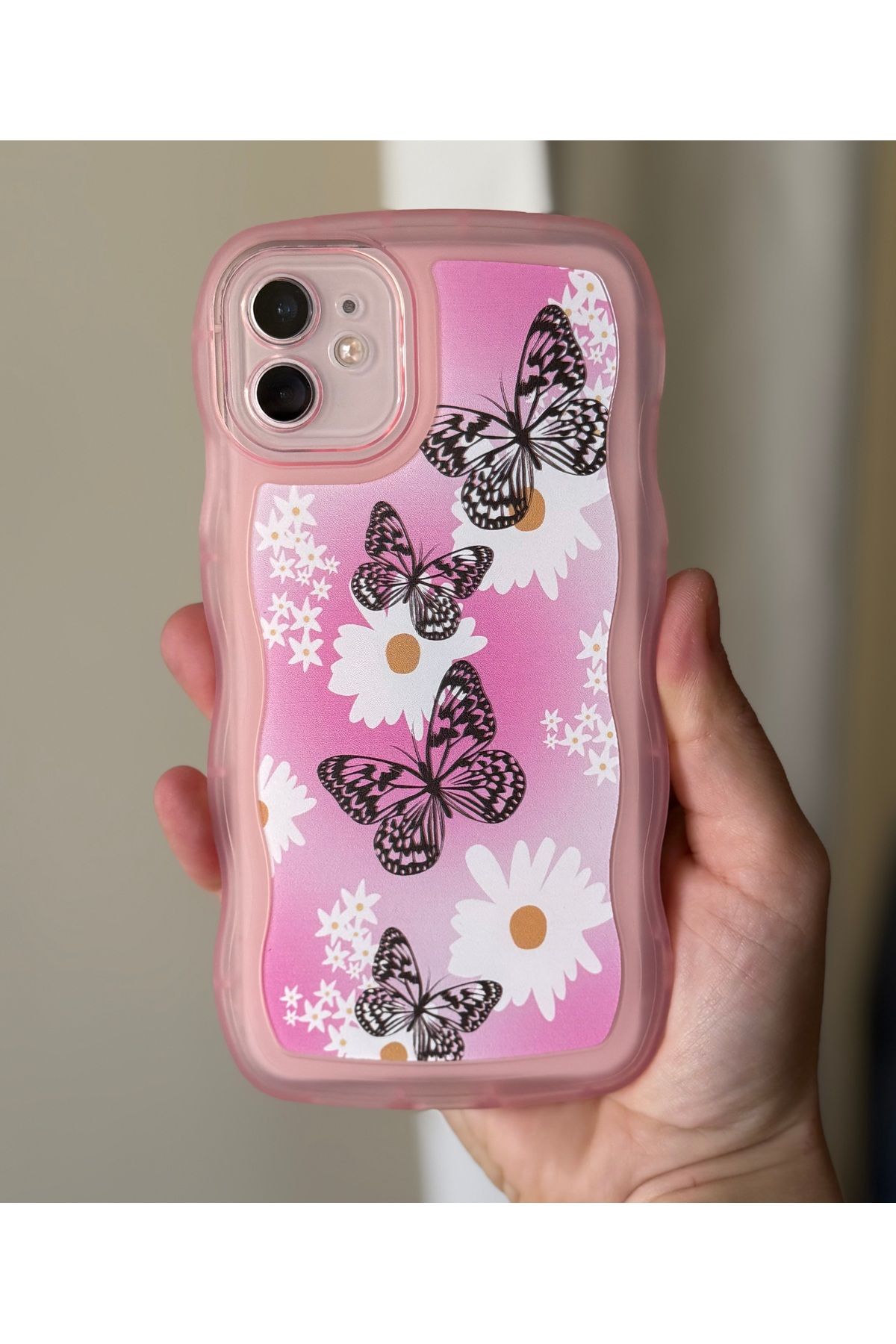 FİŞNEİLETİŞİM İPHONE 11 UYUMLU KENARLARI DALGALI KELEBEK DESENLİ KILIF