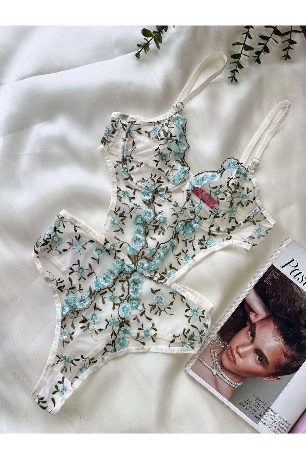 bamido Yeşil Çiçek Büyük Desenli Bodysuit