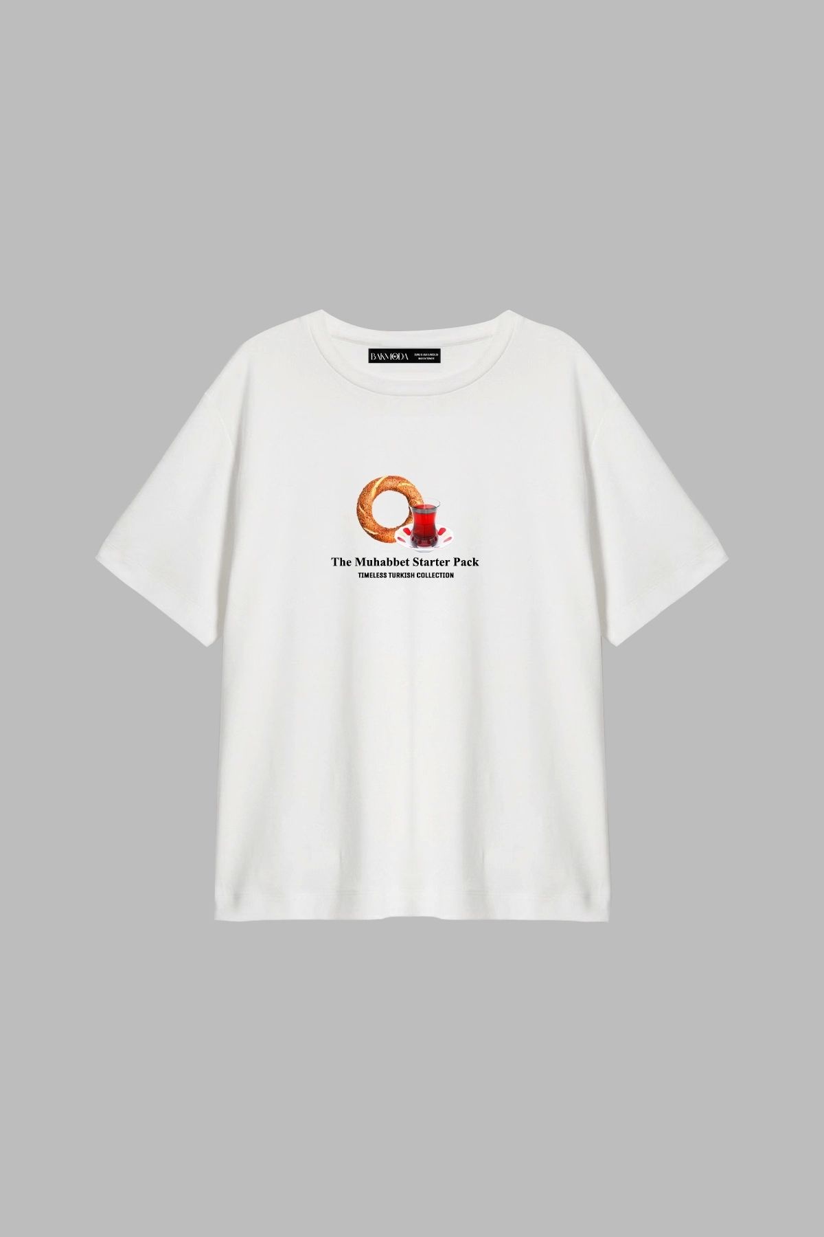 CİNEMA MODA The Muhabbet Baskılı Relaxed Fit Beyaz Kadın Tshirt