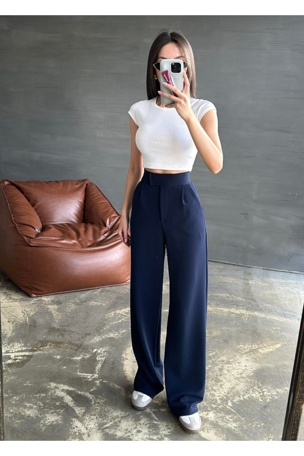 Rift Jeans Cırtlı Palazzo Pantolon