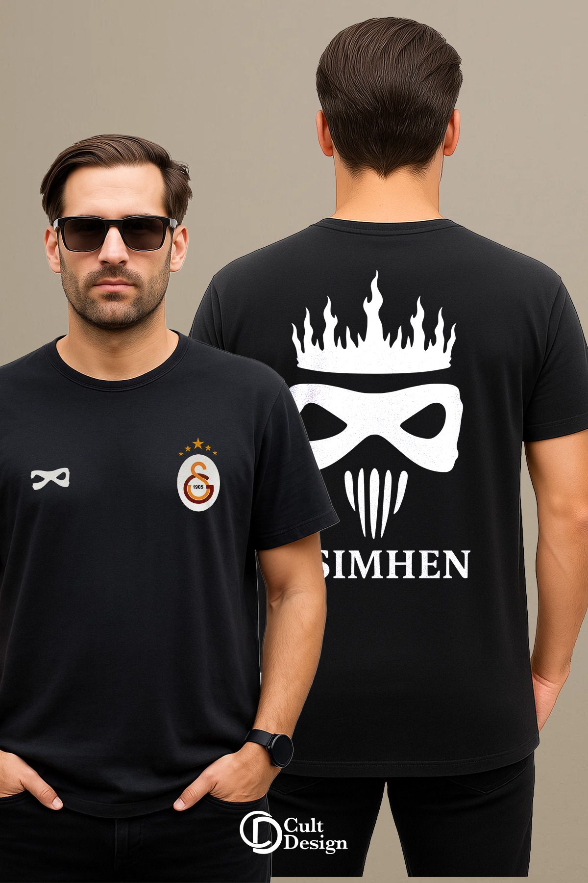 CULTDESİGN 5 YILDIZ Şampiyonluk Özel Premium Baskılı Basic, Organik Pamuklu, Bisiklet Yaka T-Shirt