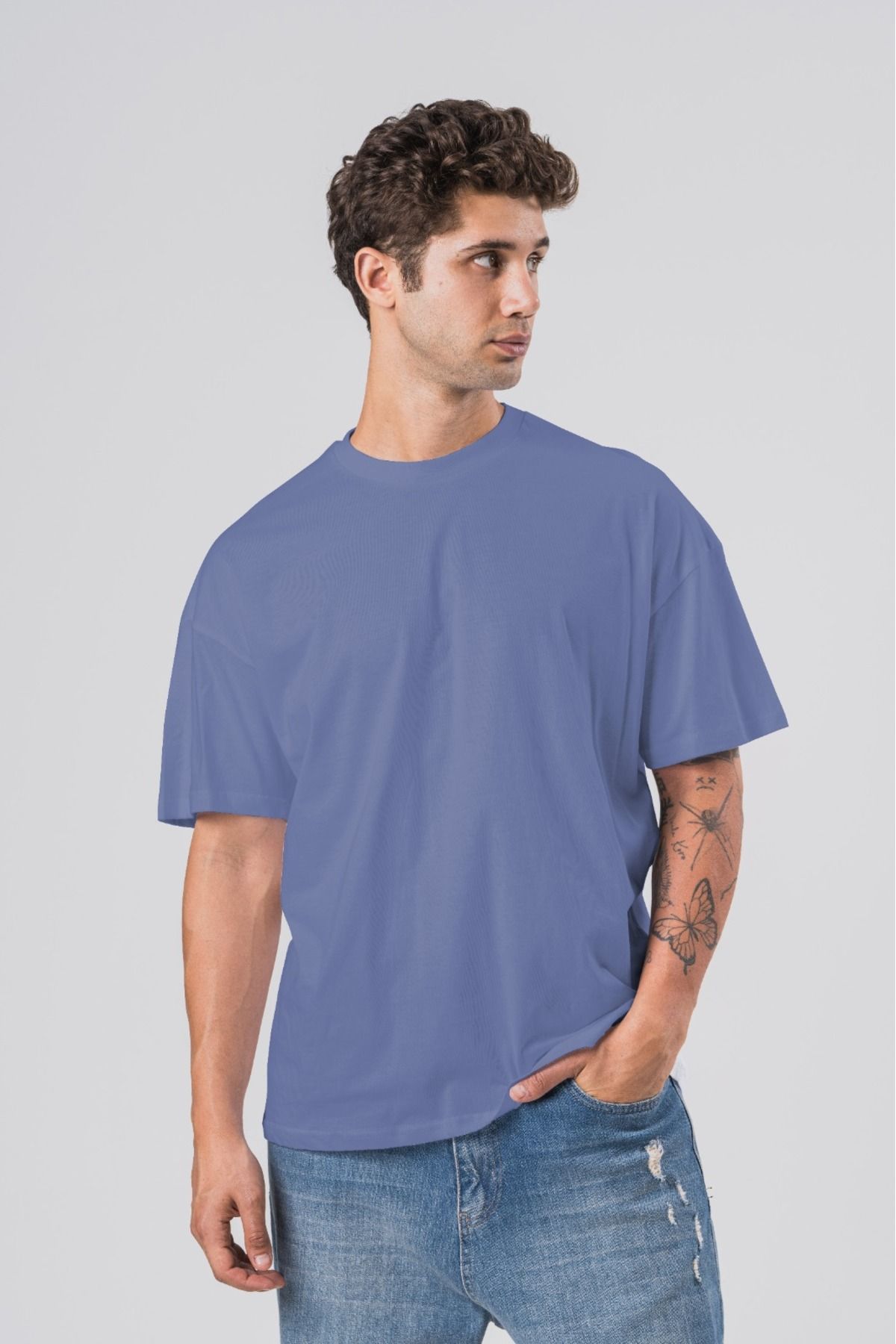 COAL CİTY Erkek Marin Oversize Geniş Kesim %100 Organik Pamuk T-shirt