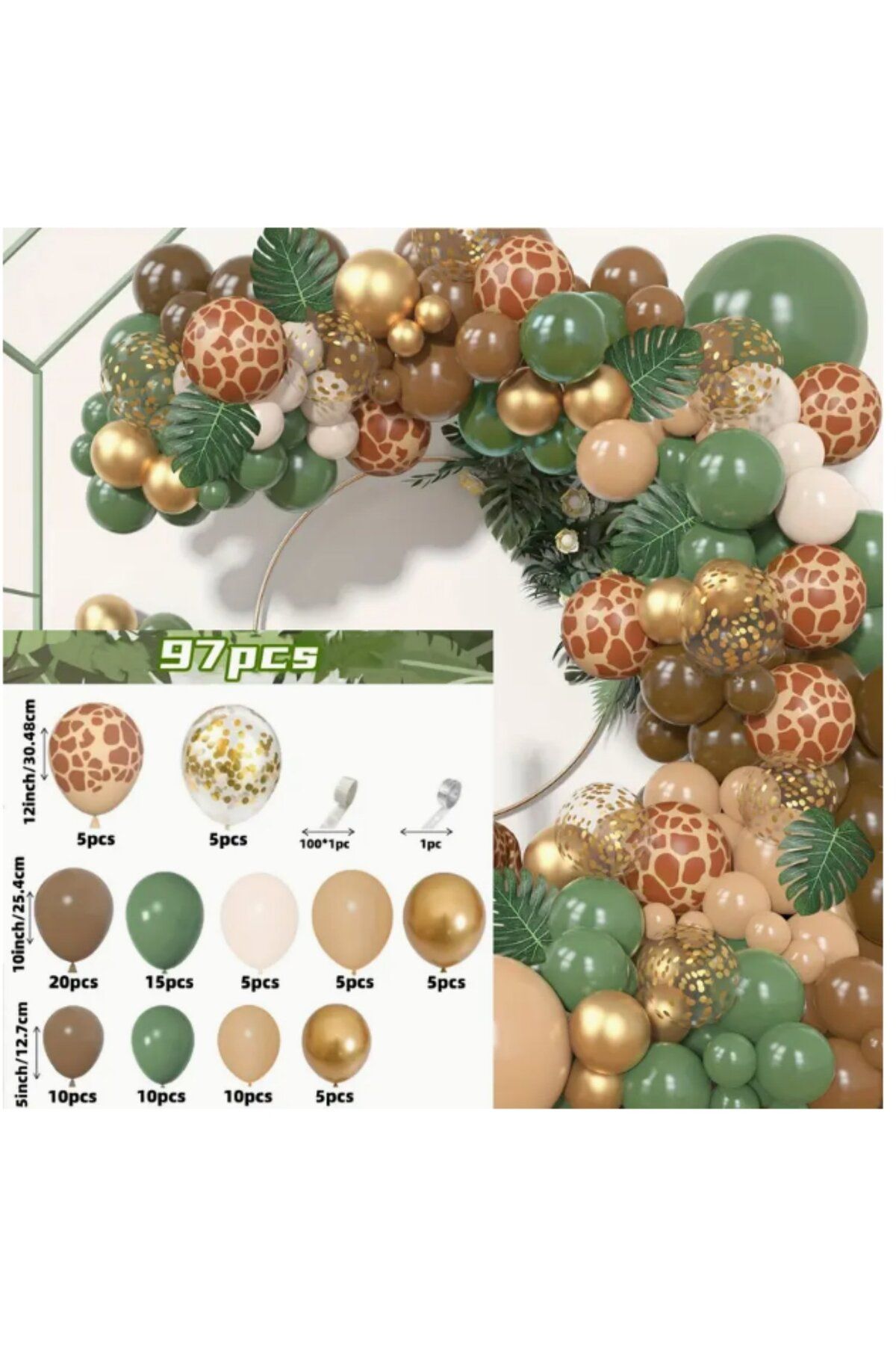 SHOPBY 97 Parça Orman Temalı Balon Süsleme Seti