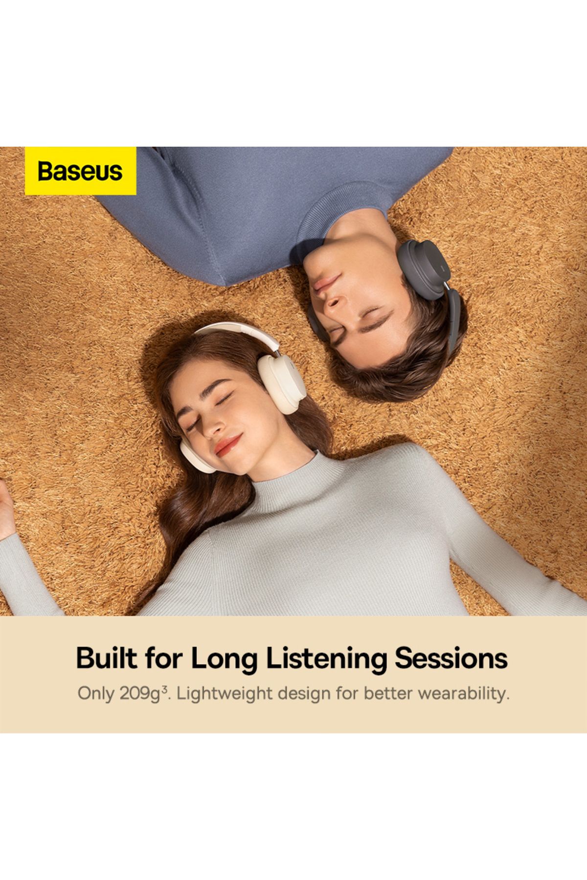 Baseus-BASEUS Bowie D05 Wireless Bluetooth Headset Foldable HiFi Stereo Music Headphone - Creamy White 5
