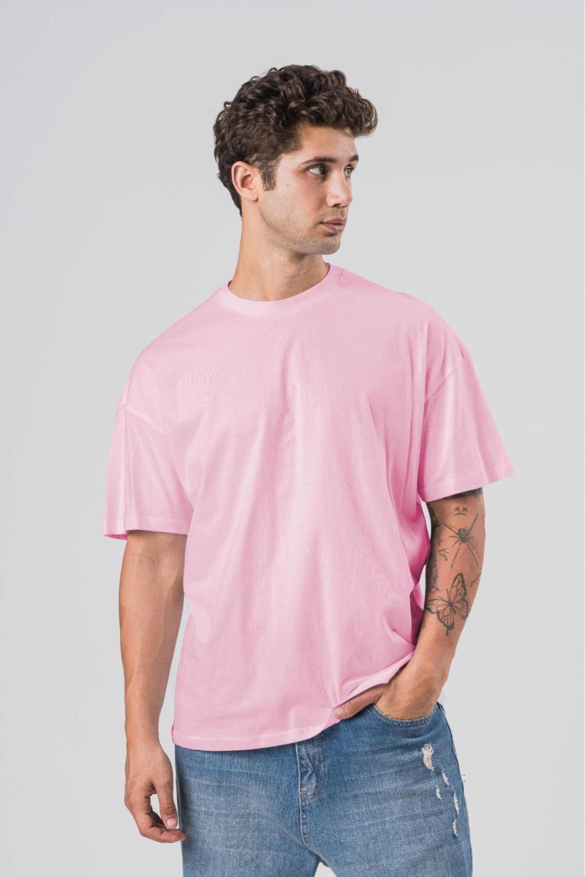 COAL CİTY Erkek Pembe Oversize Geniş Kesim %100 Organik Pamuk T-shirt