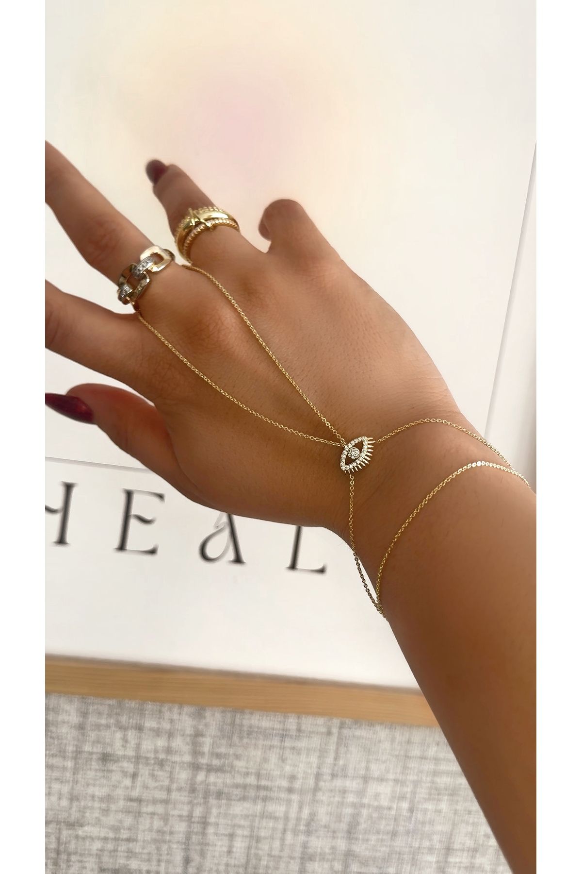 MOD10 Helen Jewerly göz detay zirkon taşlı çelik Şahmeran