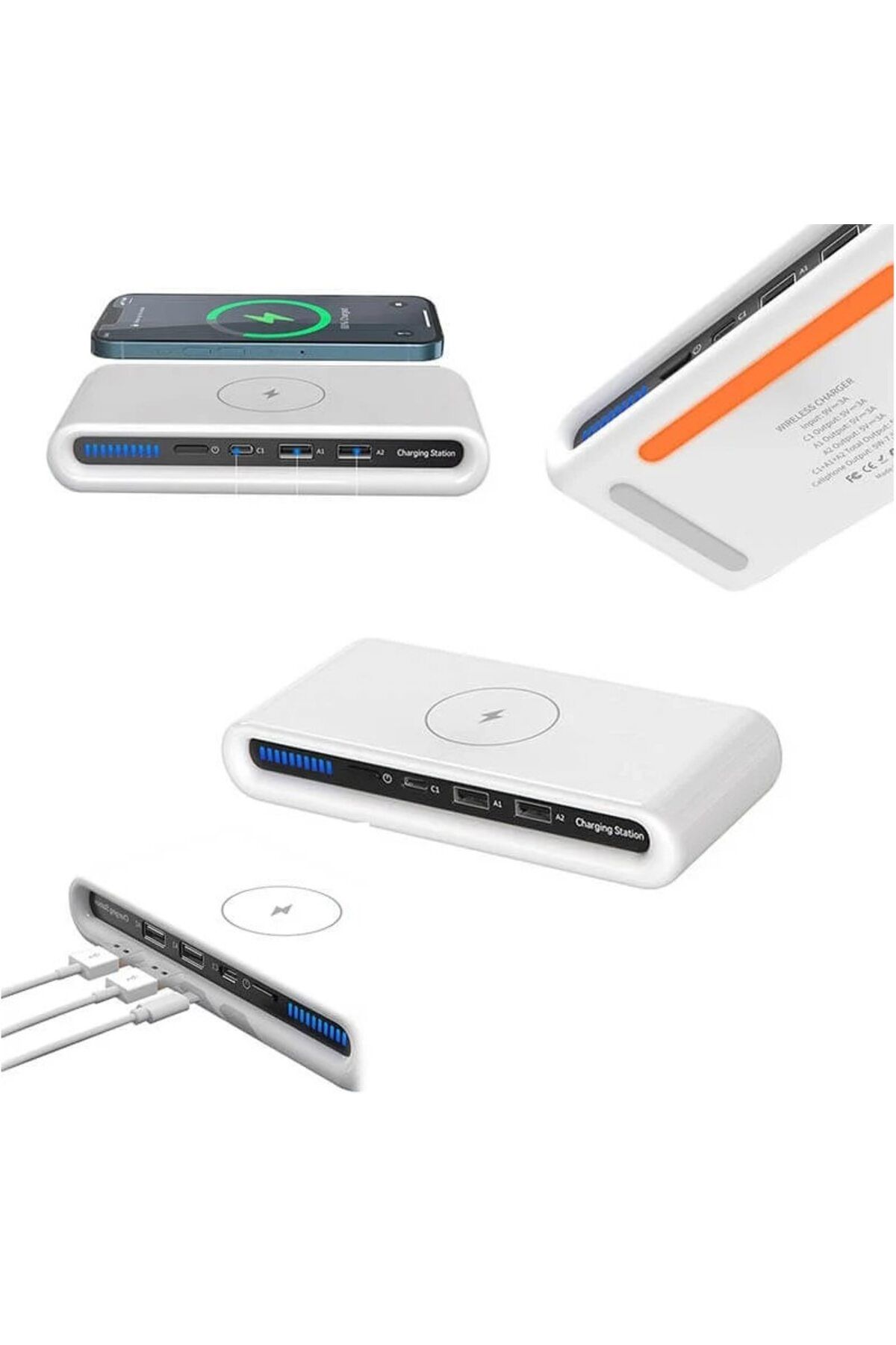 MACVI-Macvi® 4 in 1 wireless charger with USB-C connection and 2 USB slots 3